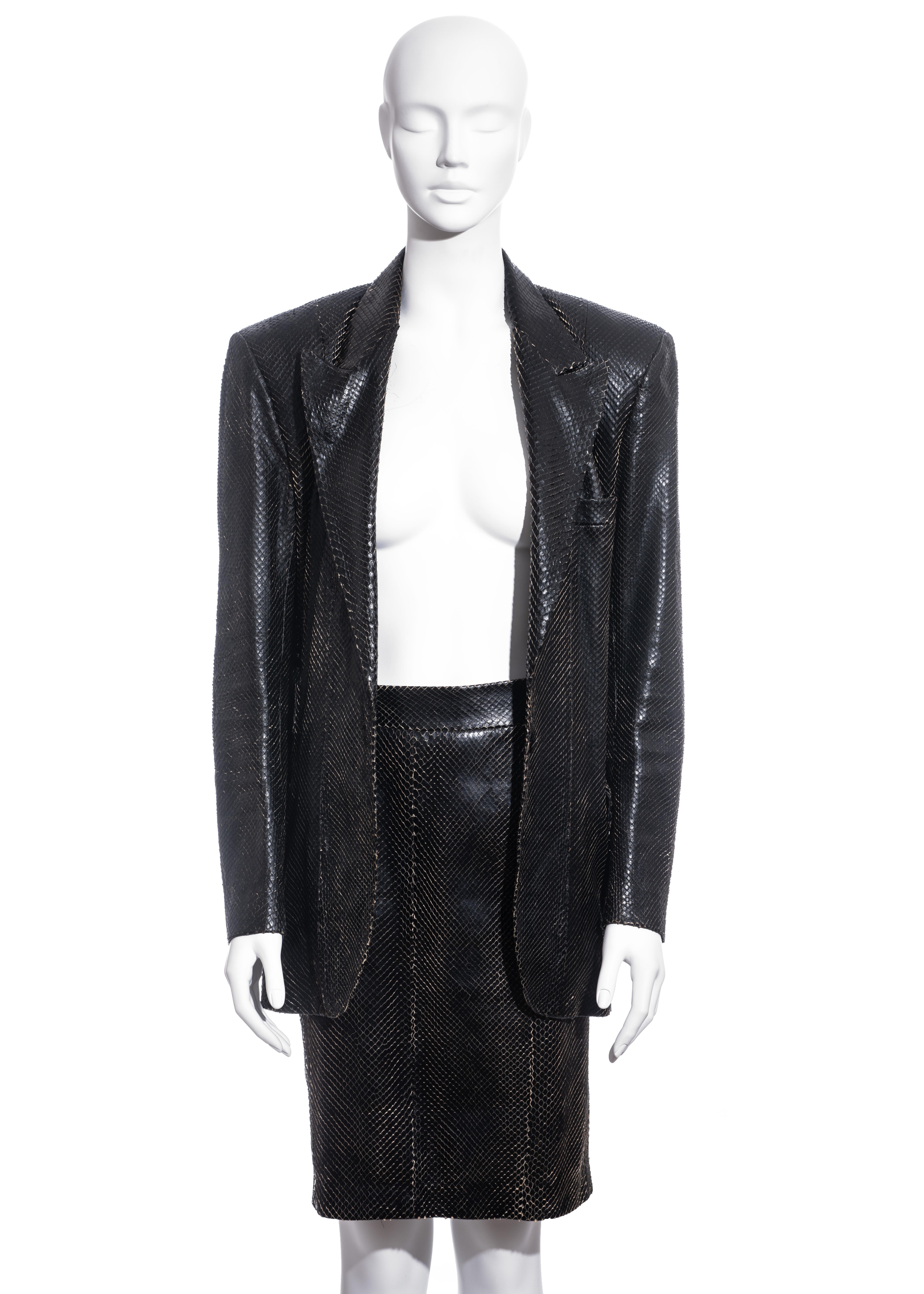 Yves Saint Laurent by Tom Ford black python blazer and skirt suit, ss 2001 In Excellent Condition In London, GB