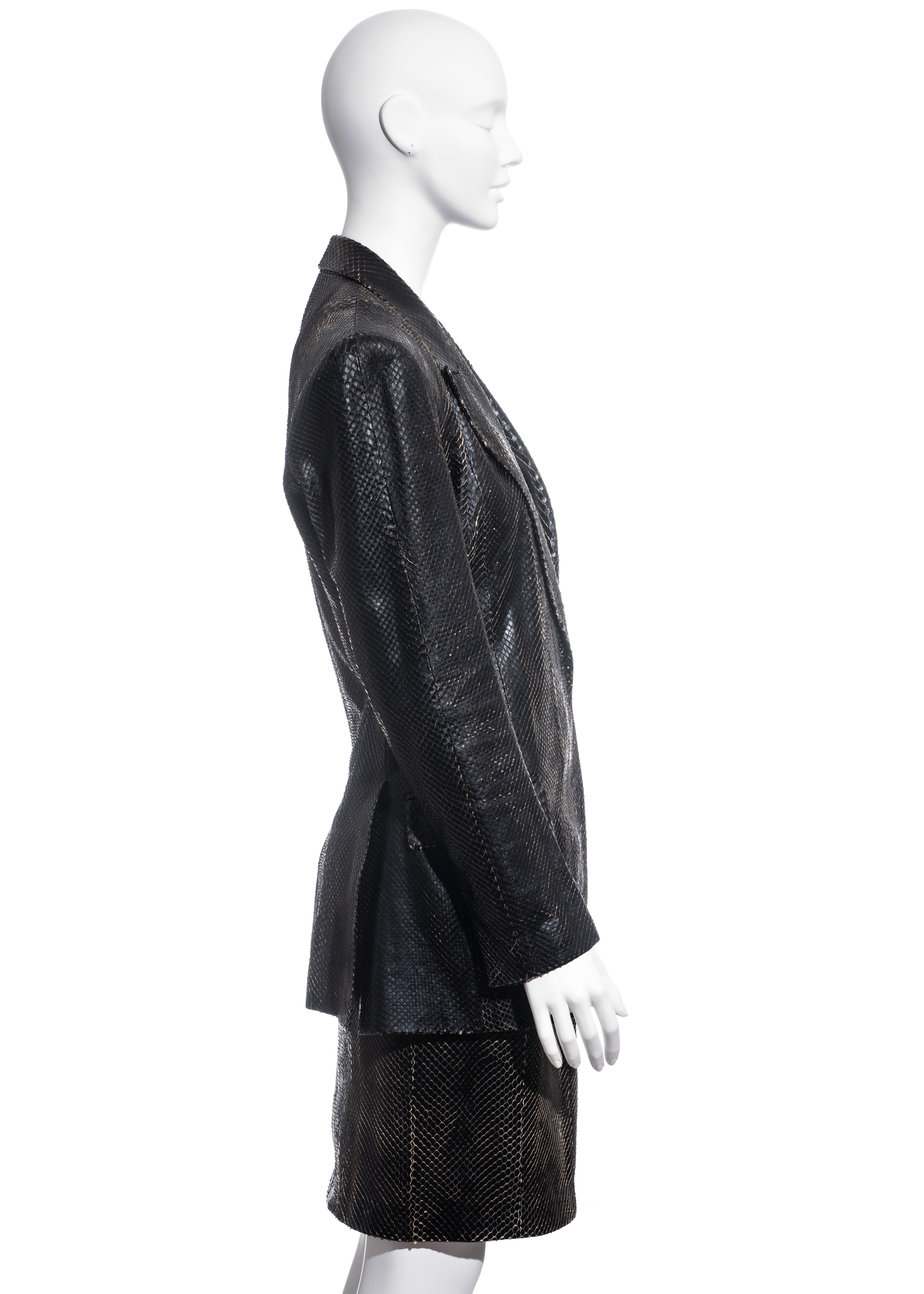Yves Saint Laurent by Tom Ford black python blazer and skirt suit, ss 2001 2