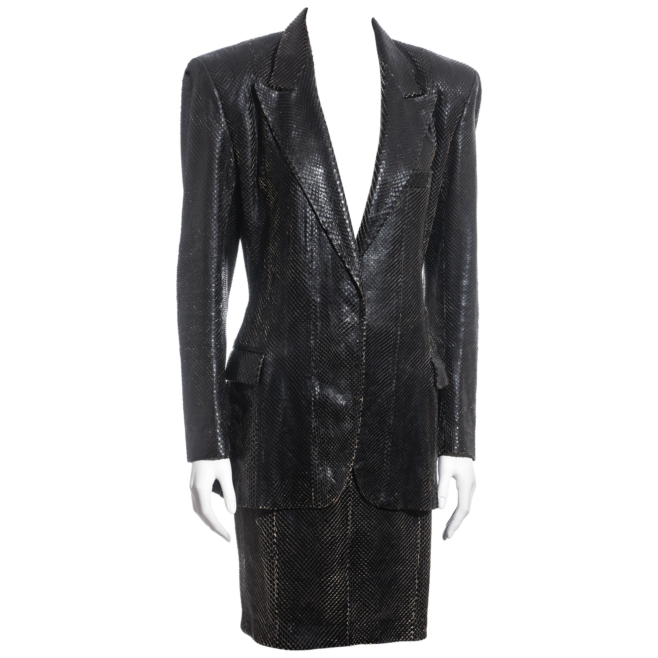Yves Saint Laurent by Tom Ford black python blazer and skirt suit, ss 2001