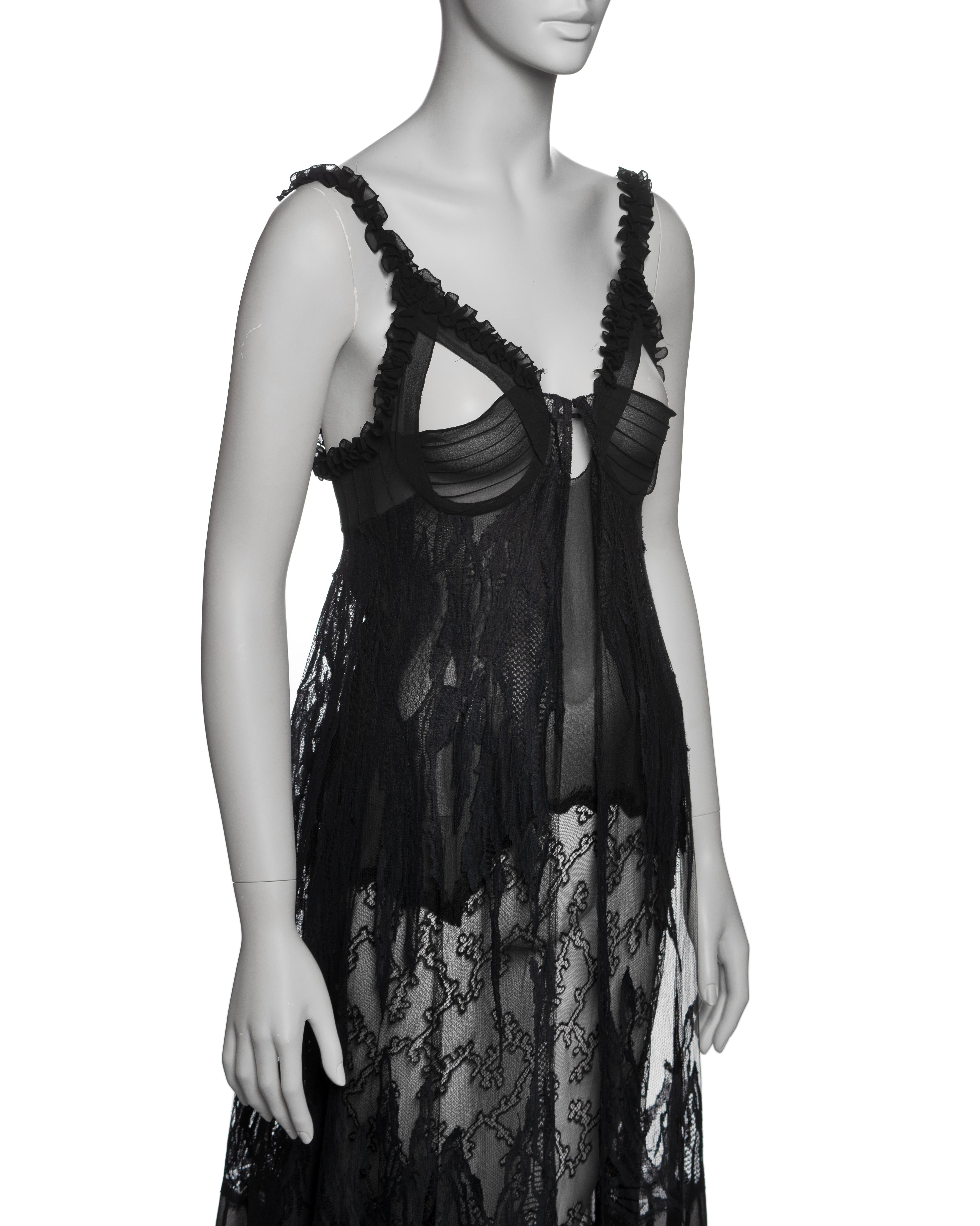 Yves Saint Laurent by Tom Ford Black Silk and Lace Evening Dress, FW 2003 6