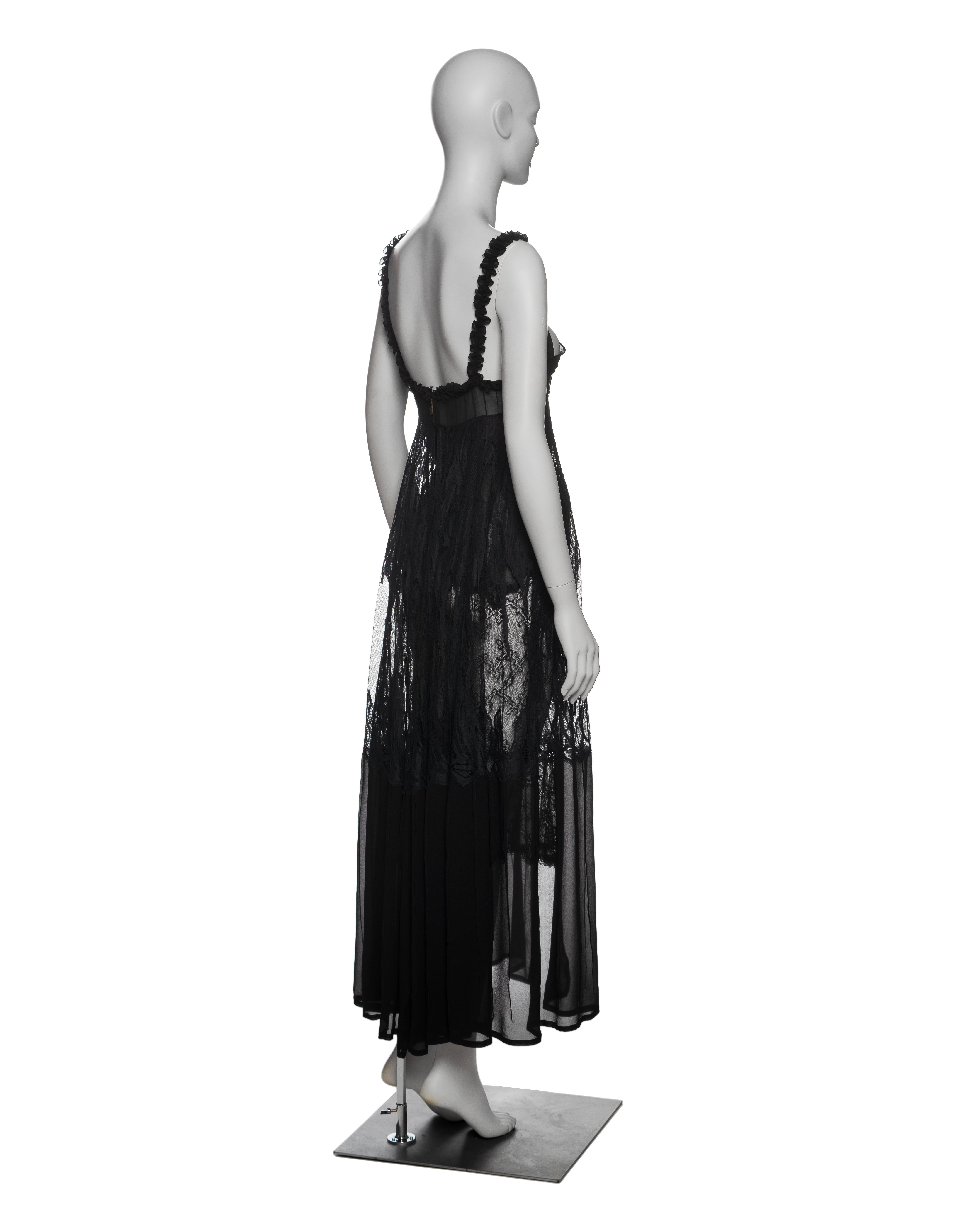 Yves Saint Laurent by Tom Ford Black Silk and Lace Evening Dress, FW 2003 8