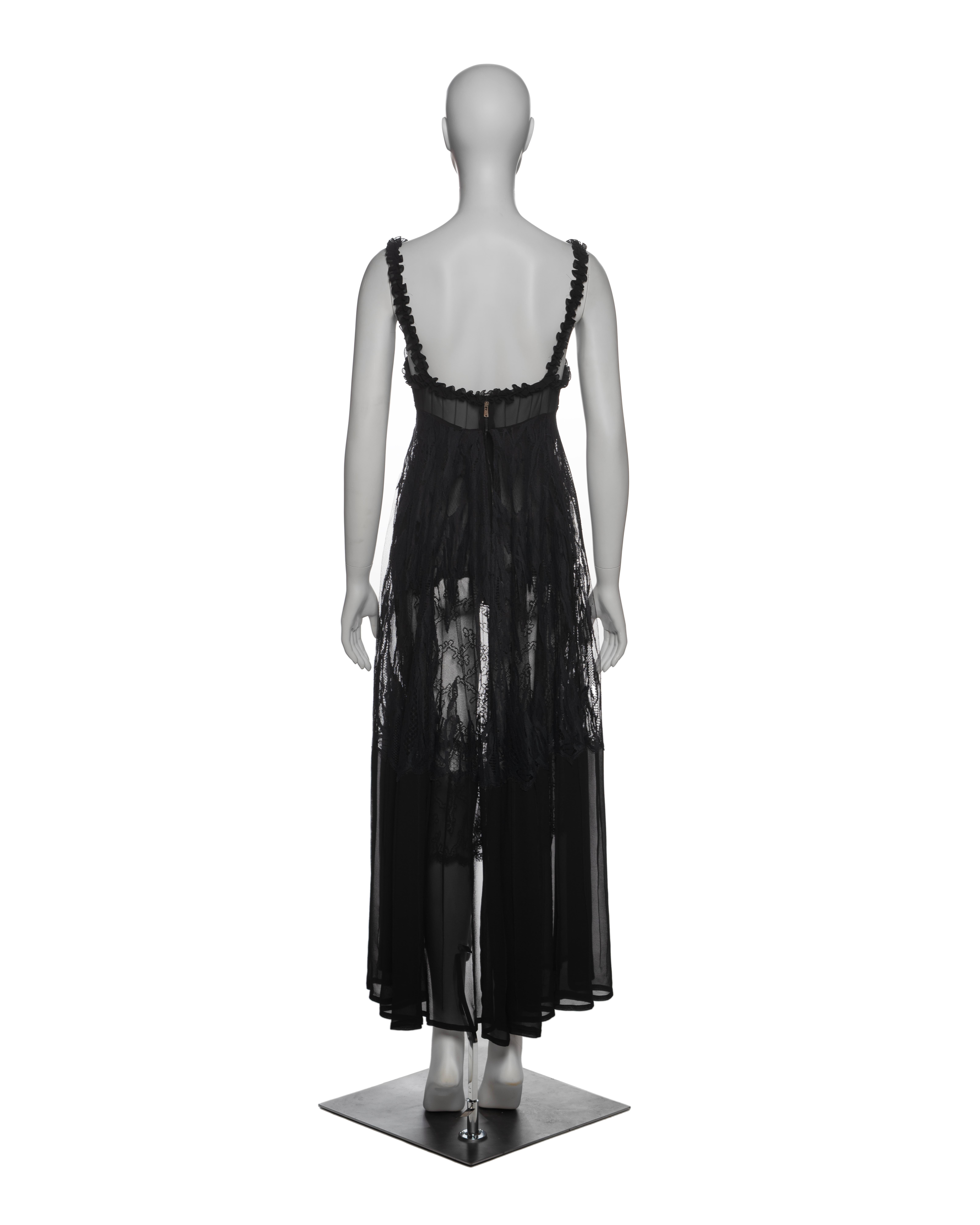 Yves Saint Laurent by Tom Ford Black Silk and Lace Evening Dress, FW 2003 9