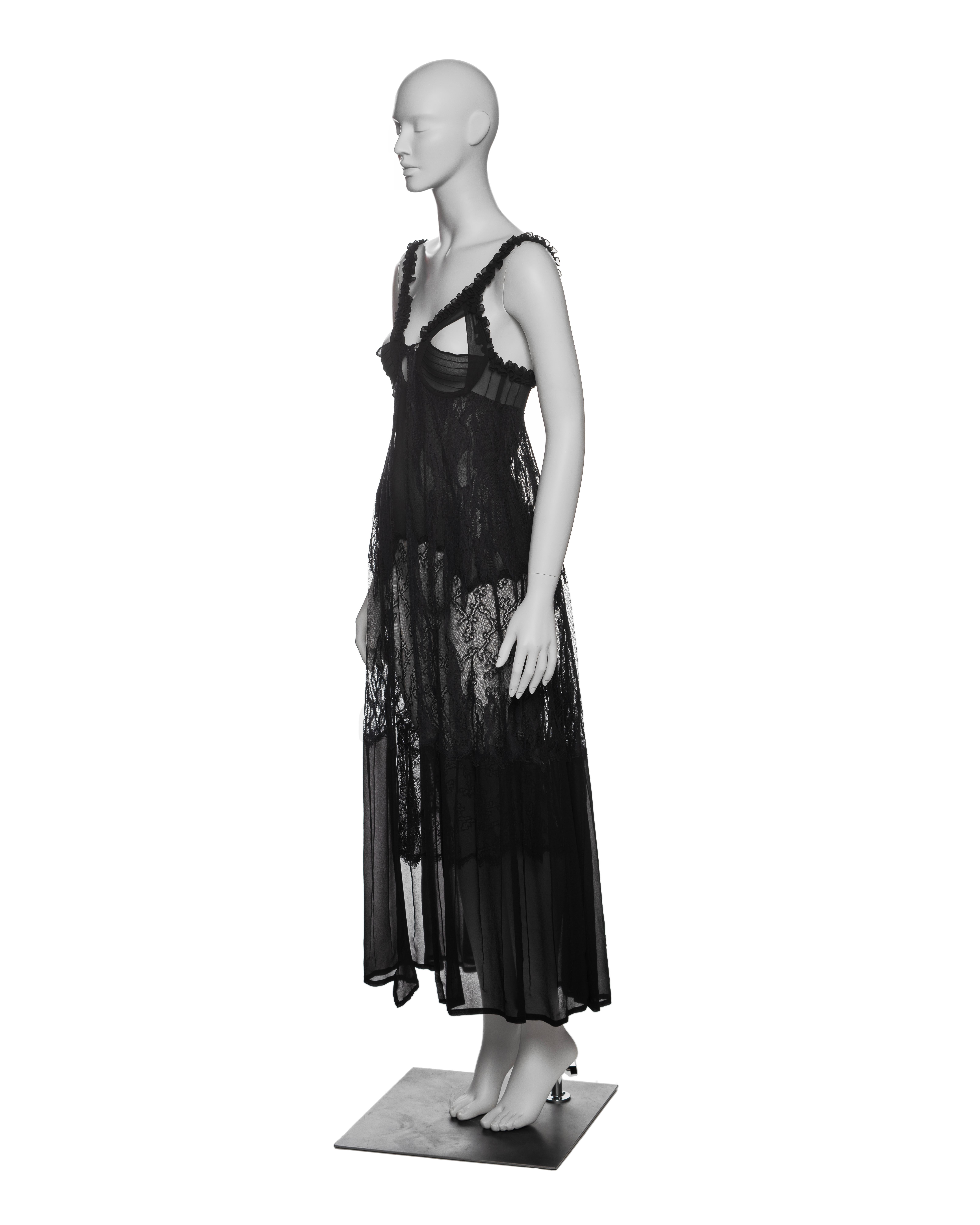 Yves Saint Laurent by Tom Ford Black Silk and Lace Evening Dress, FW 2003 10
