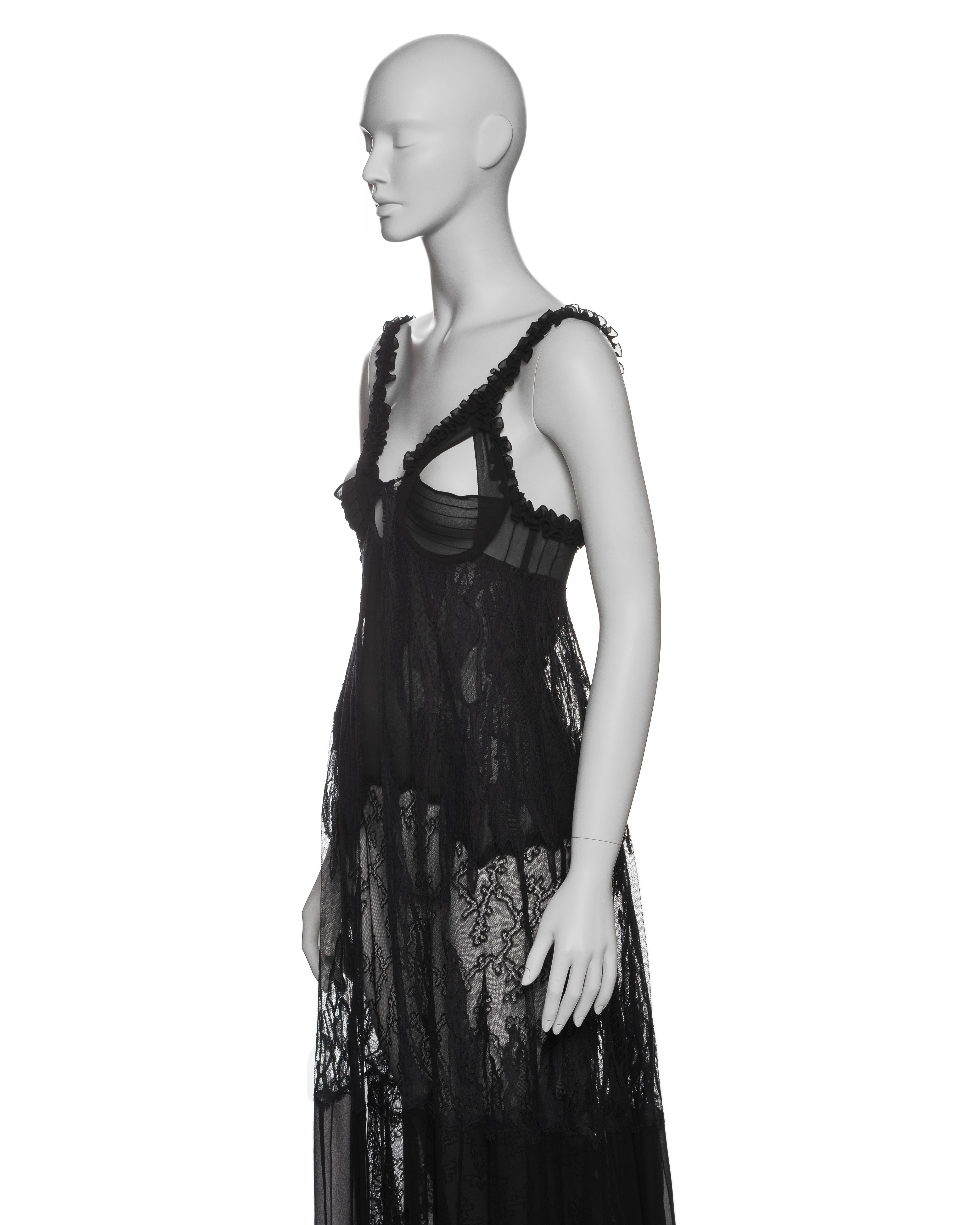 Yves Saint Laurent by Tom Ford Black Silk and Lace Evening Dress, FW 2003 11