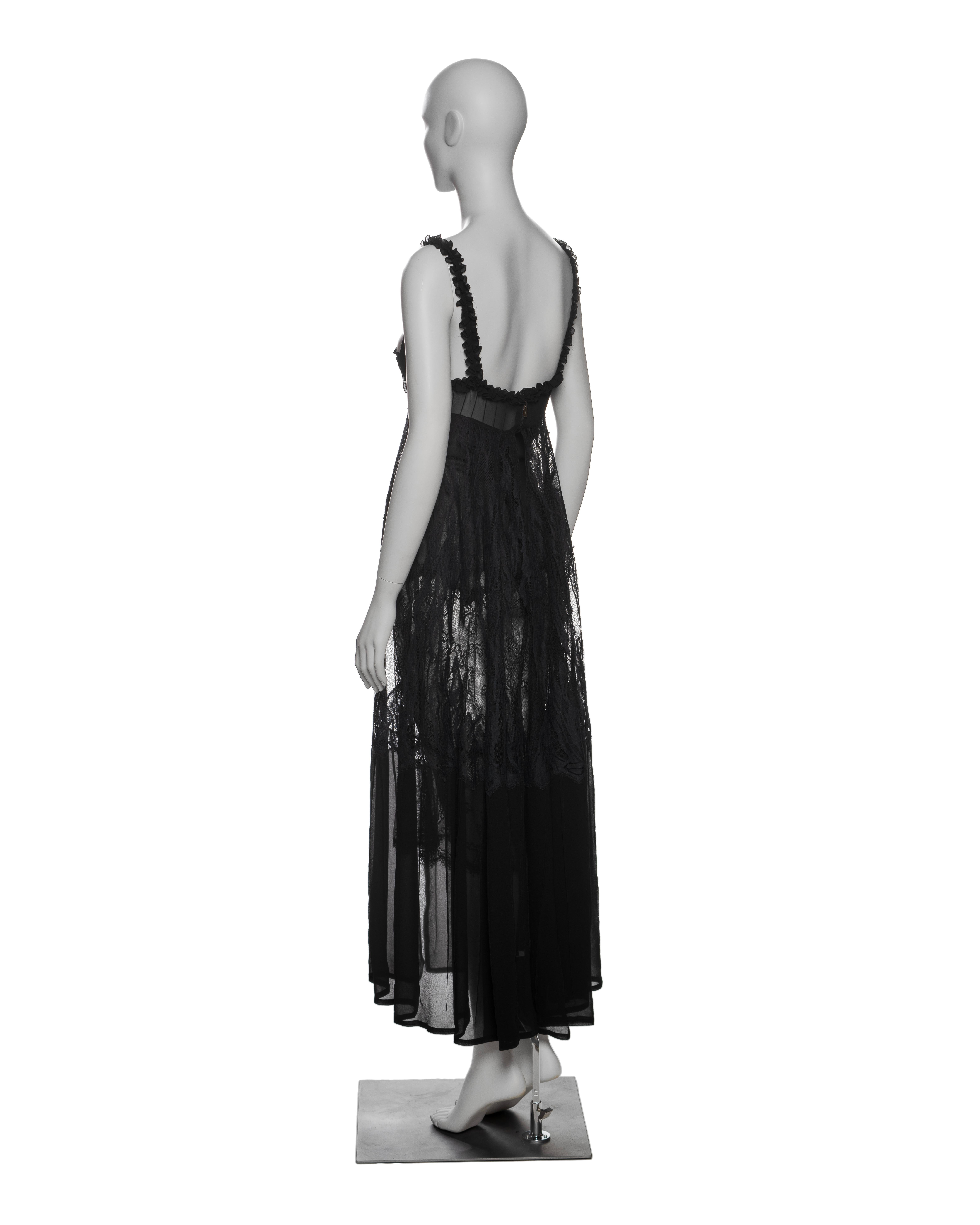 Yves Saint Laurent by Tom Ford Black Silk and Lace Evening Dress, FW 2003 13