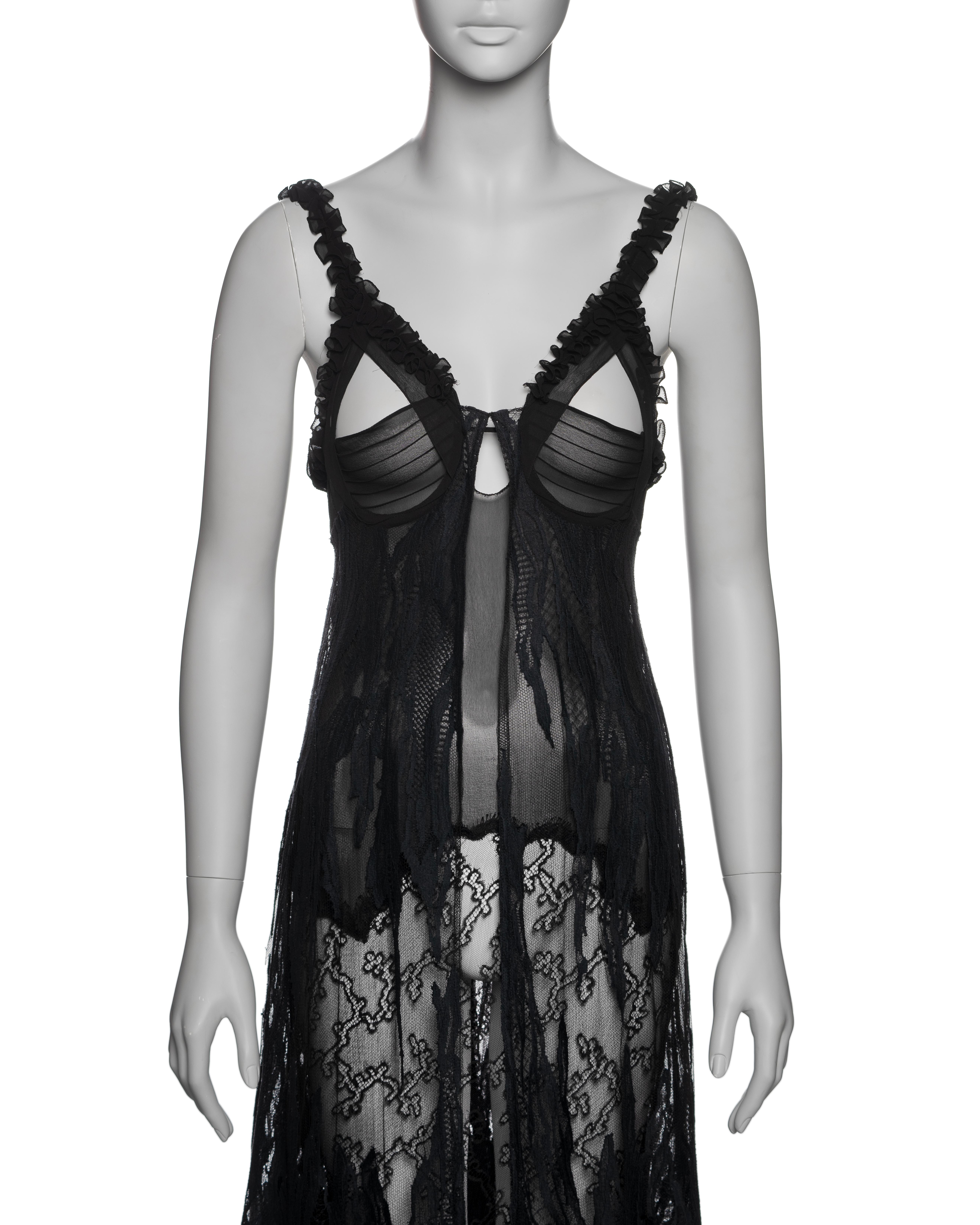 Women's Yves Saint Laurent by Tom Ford Black Silk and Lace Evening Dress, FW 2003