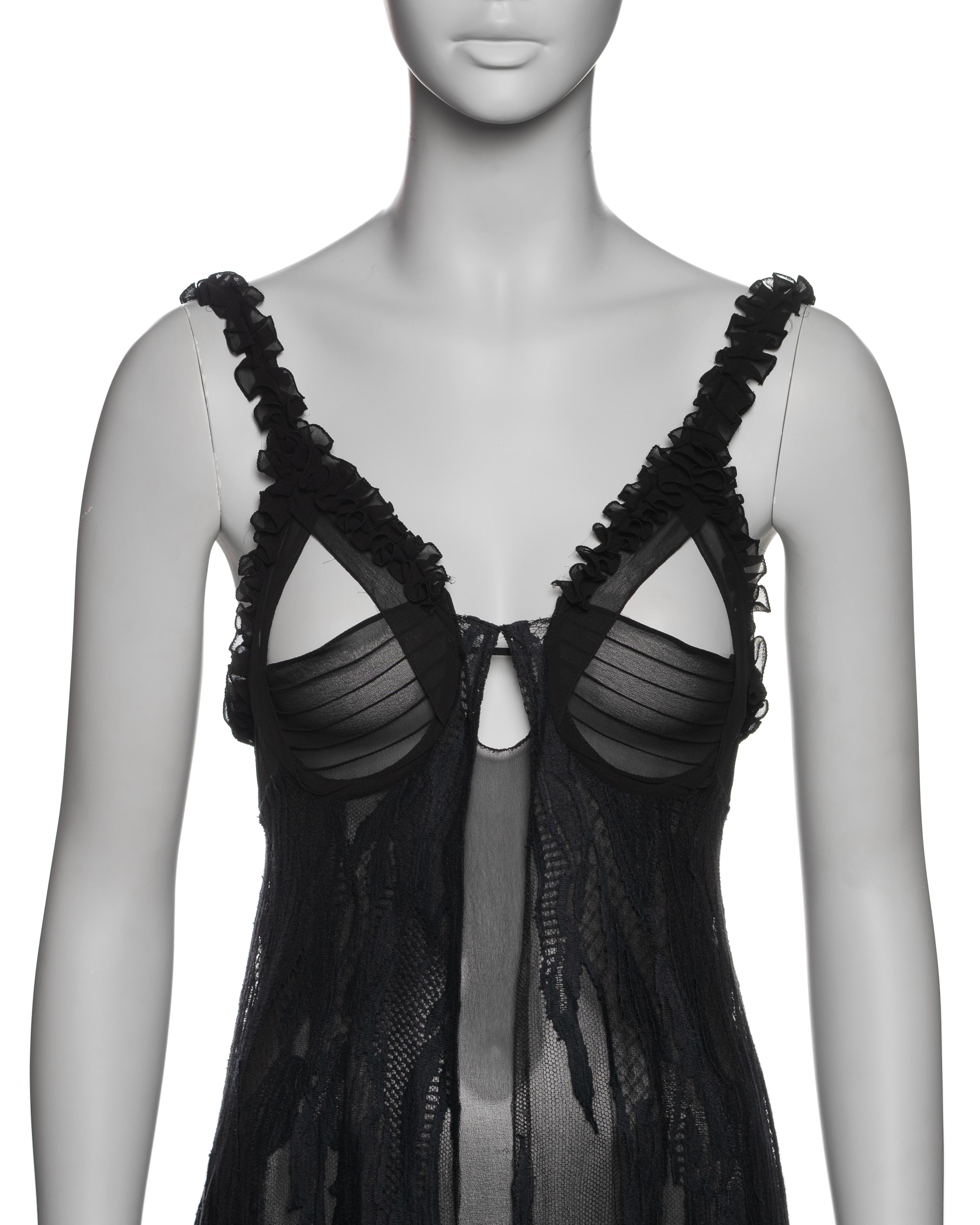 Yves Saint Laurent by Tom Ford Black Silk and Lace Evening Dress, FW 2003 1