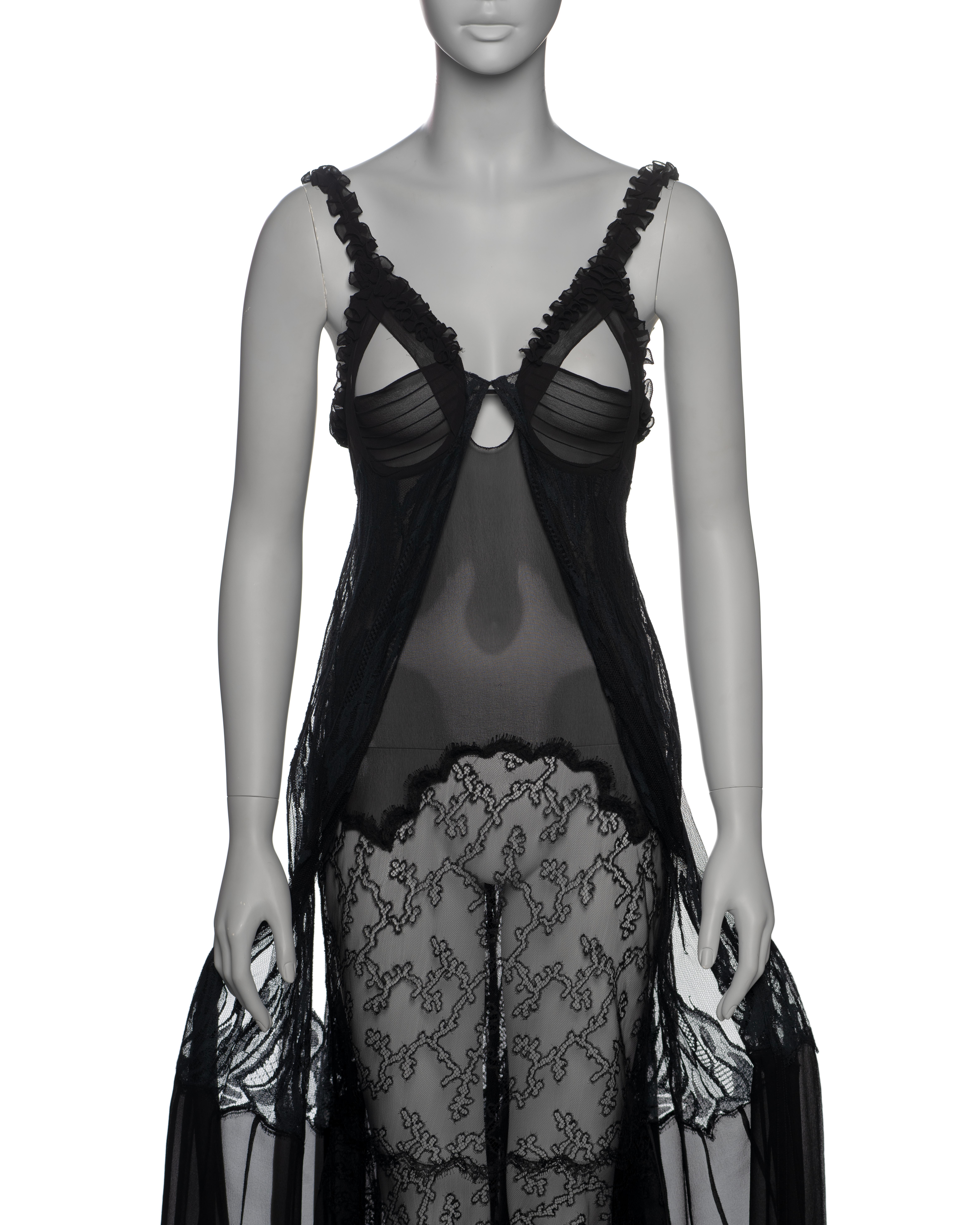 Yves Saint Laurent by Tom Ford Black Silk and Lace Evening Dress, FW 2003 3