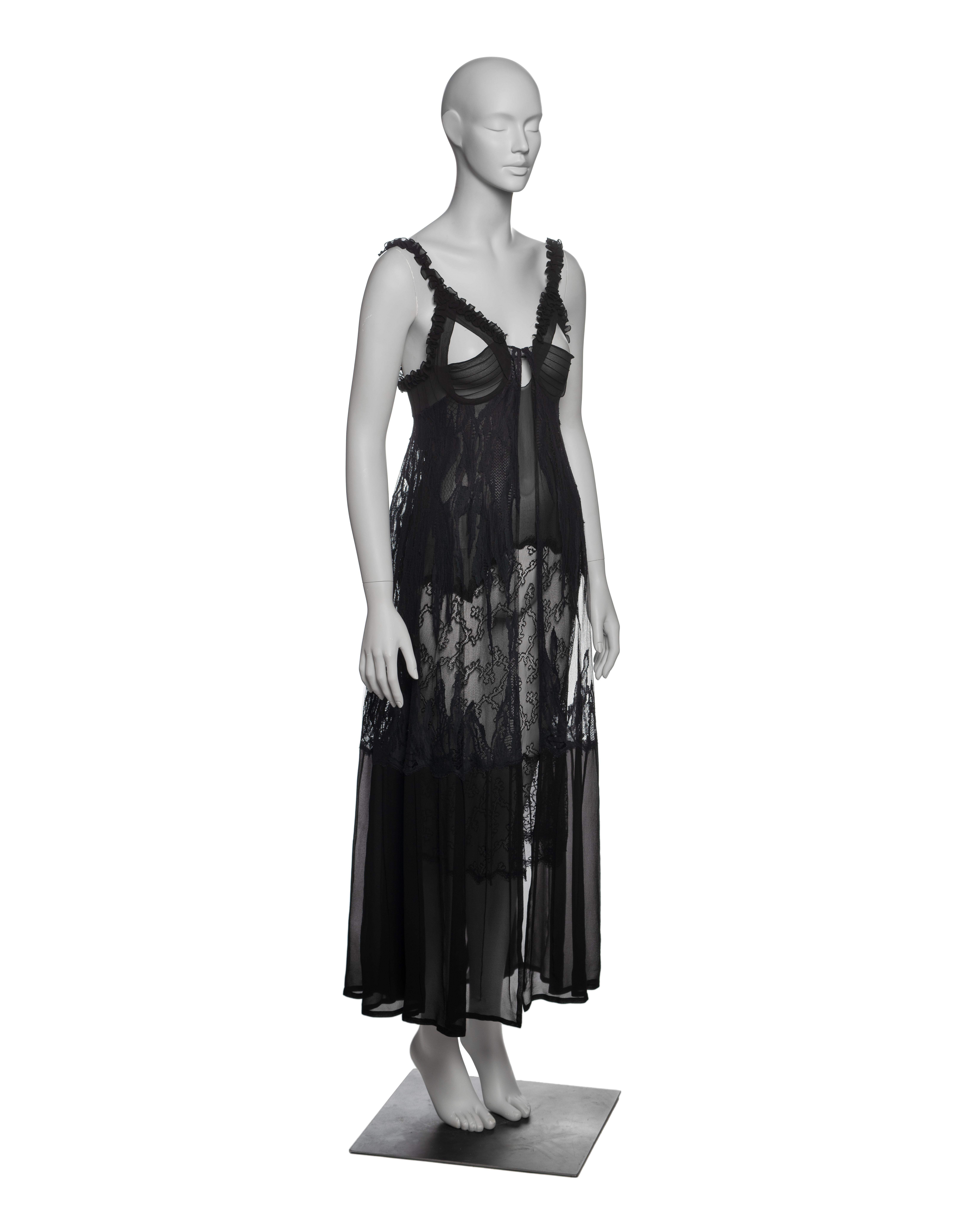 Yves Saint Laurent by Tom Ford Black Silk and Lace Evening Dress, FW 2003 4