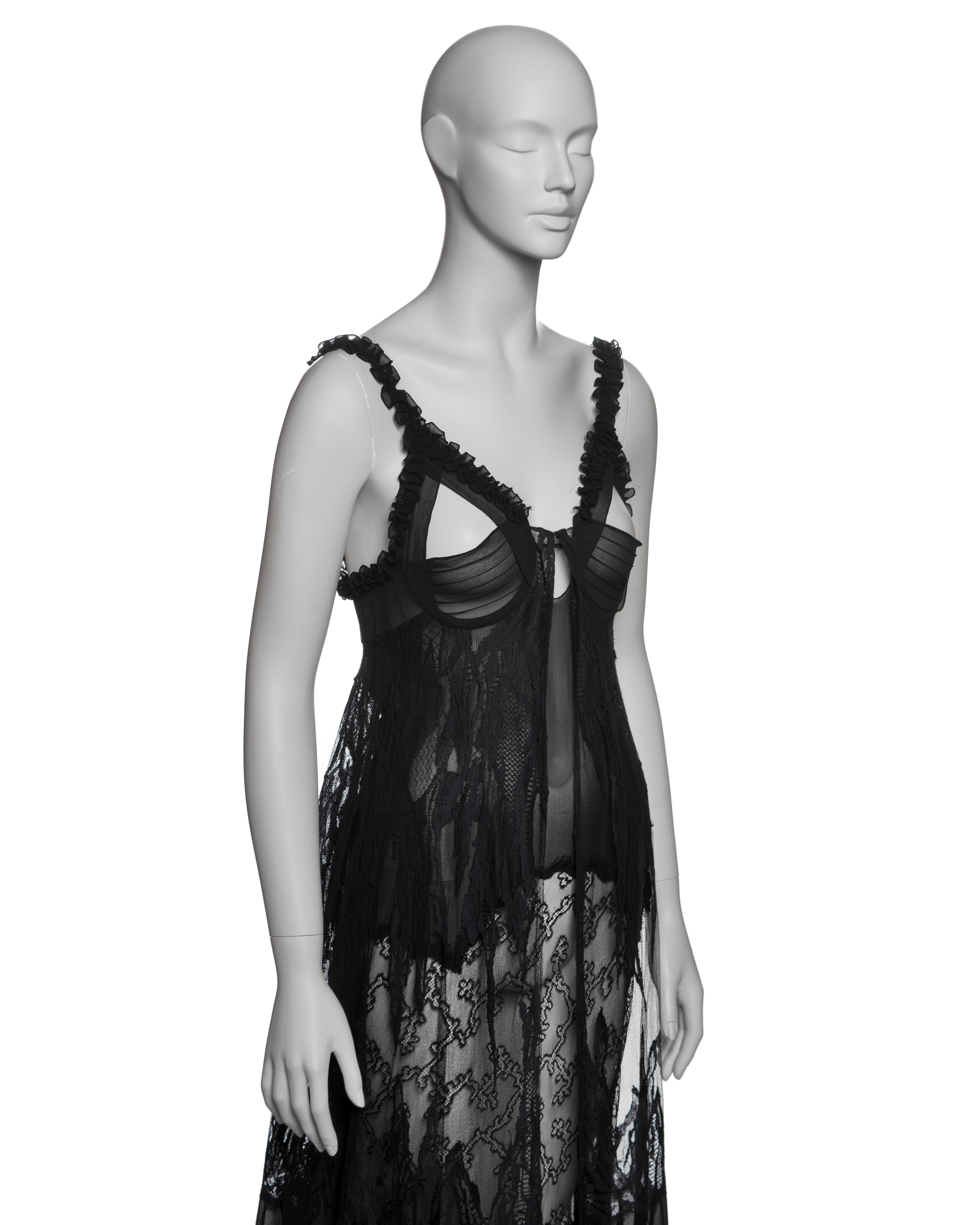 Yves Saint Laurent by Tom Ford Black Silk and Lace Evening Dress, FW 2003 5