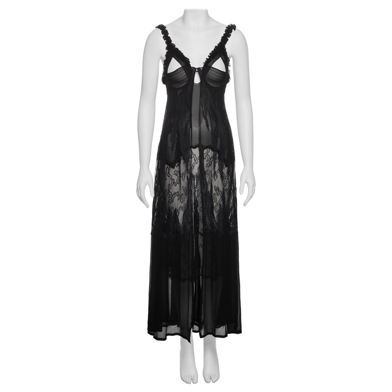 Yves Saint Laurent by Tom Ford Black Silk and Lace Evening Dress, FW 2003