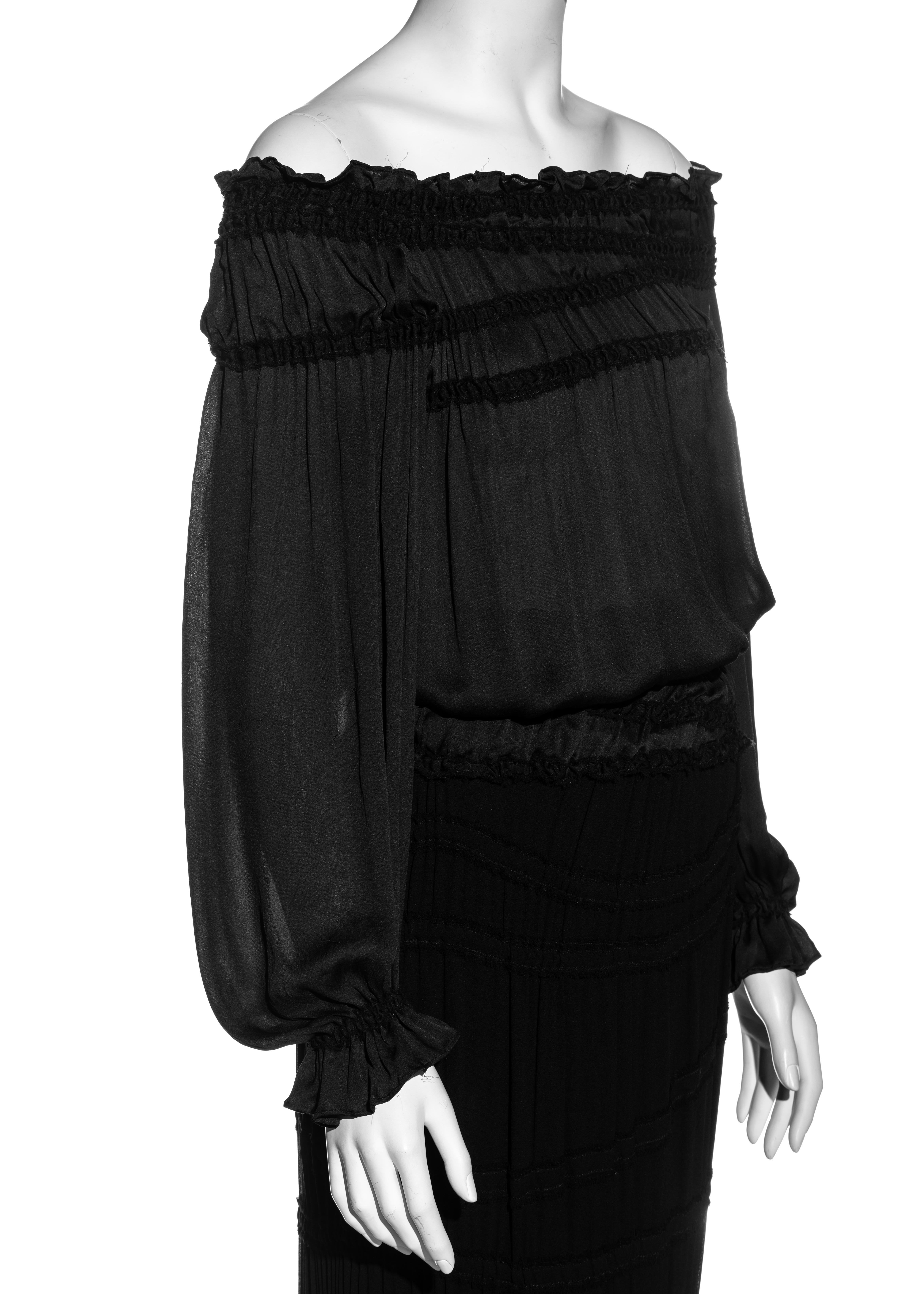Yves Saint Laurent by Tom Ford black silk poet blouse and maxi skirt, fw 2001 1