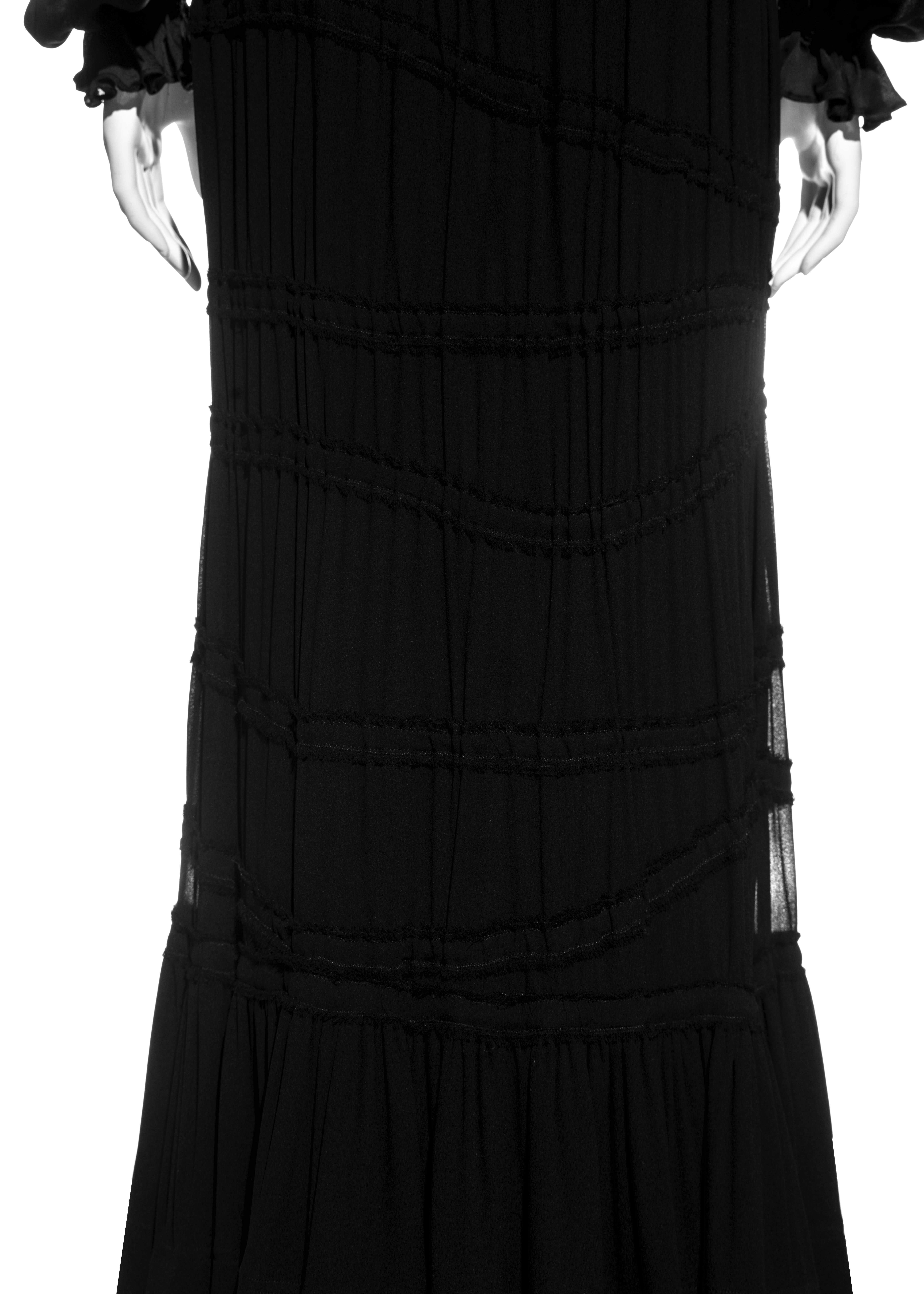 Yves Saint Laurent by Tom Ford black silk poet blouse and maxi skirt, fw 2001 2