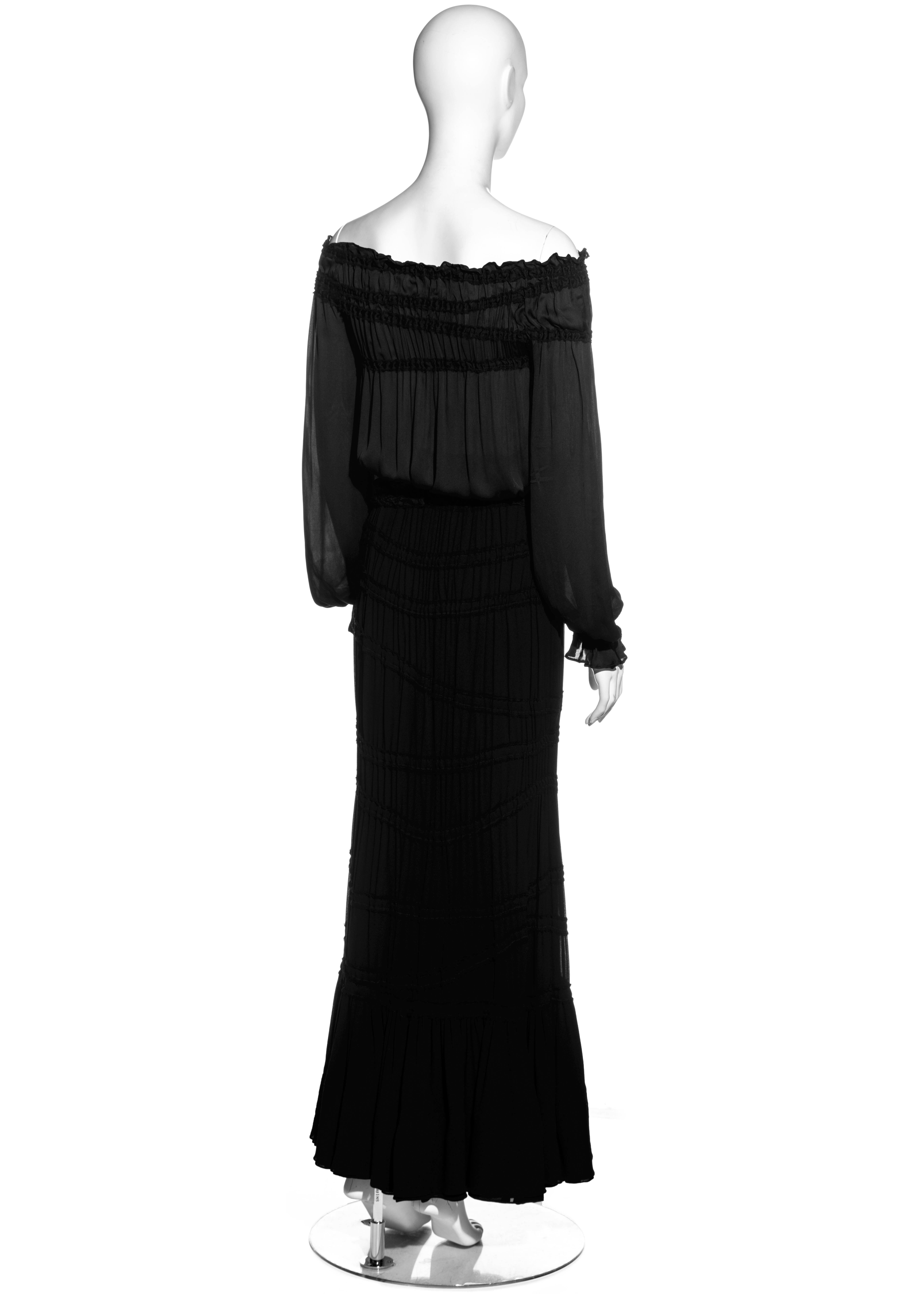 Yves Saint Laurent by Tom Ford black silk poet blouse and maxi skirt, fw 2001 3