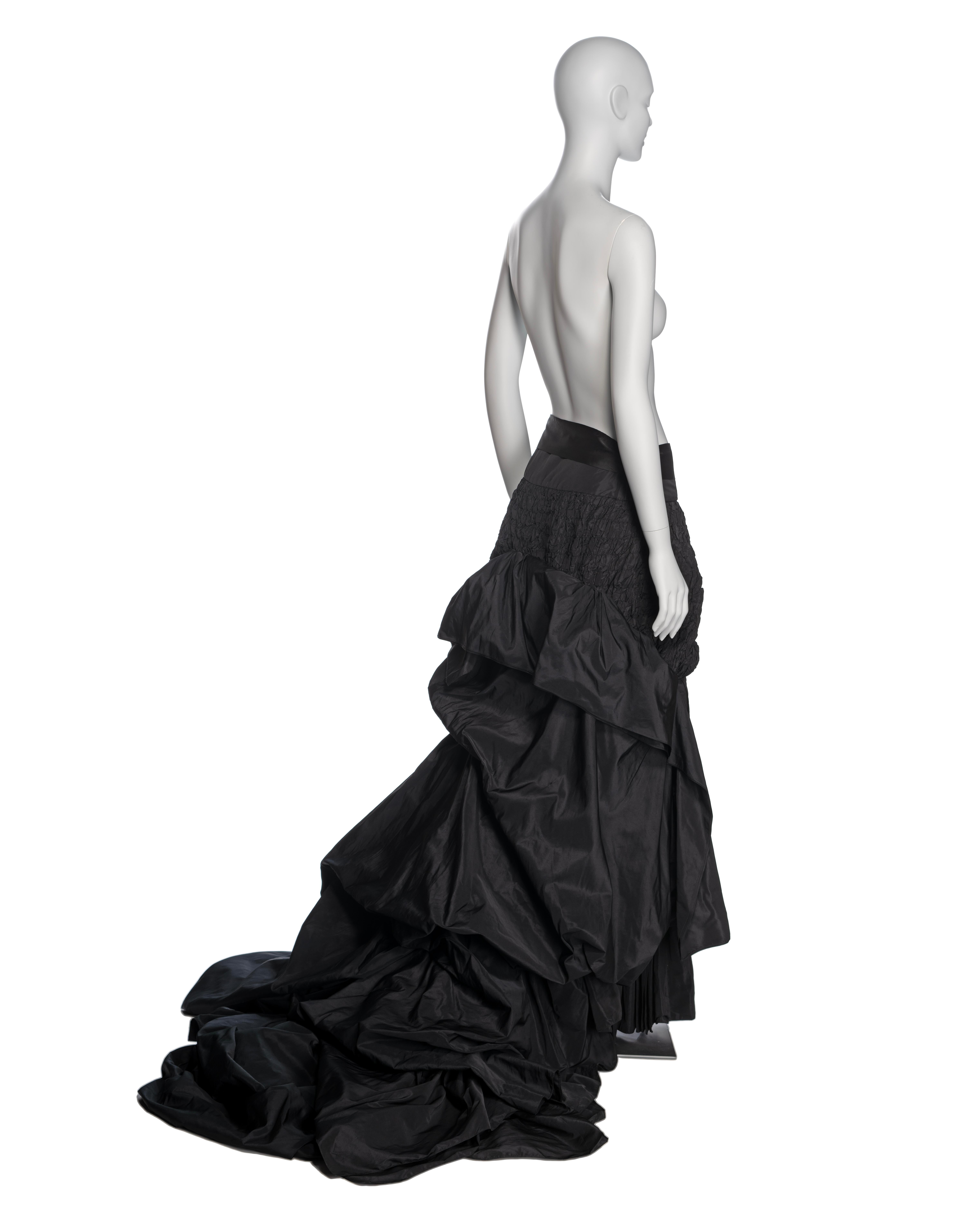 Yves Saint Laurent by Tom Ford Black Silk Taffeta Trained Evening Skirt, FW 2001 For Sale 8