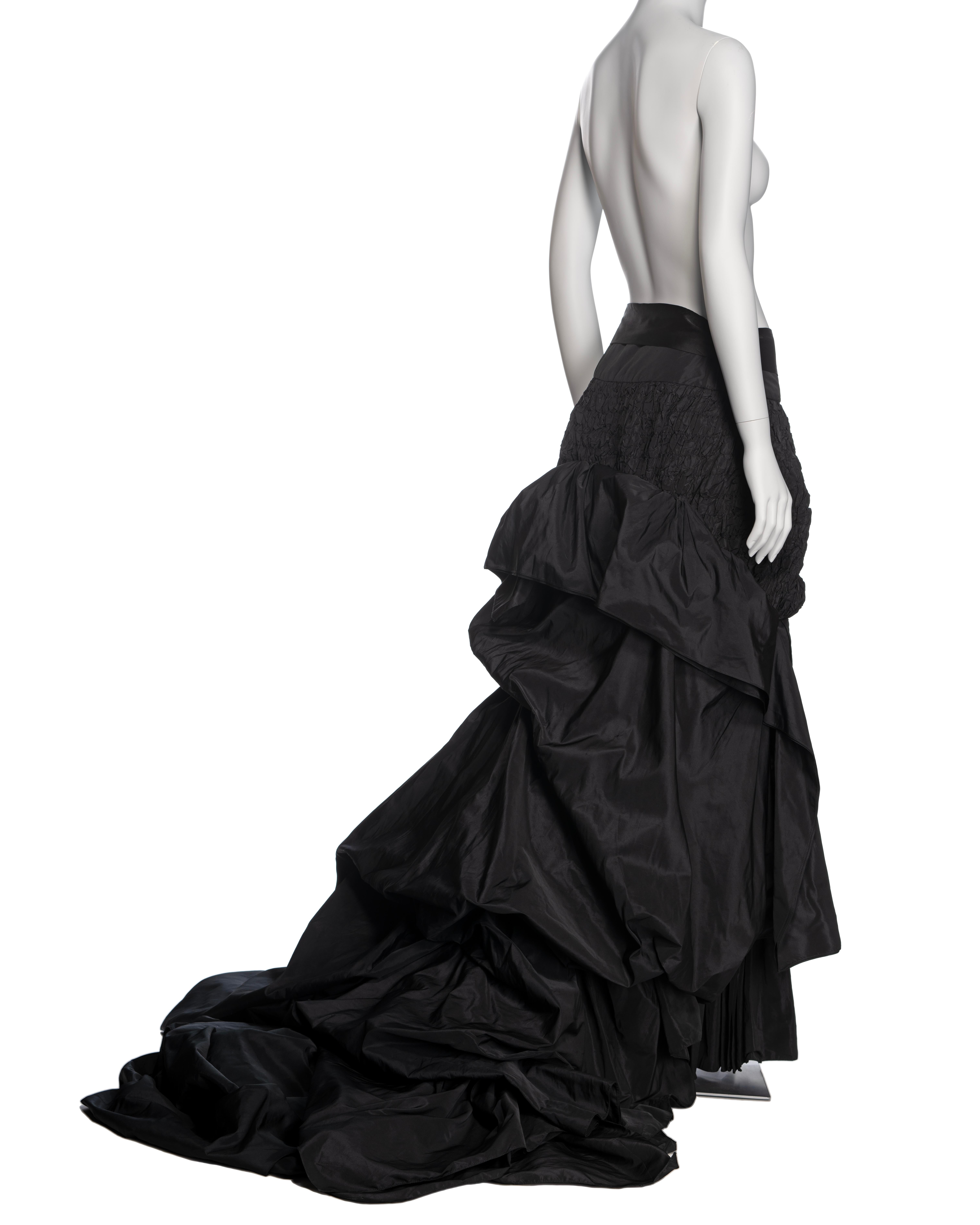 Yves Saint Laurent by Tom Ford Black Silk Taffeta Trained Evening Skirt, FW 2001 For Sale 9