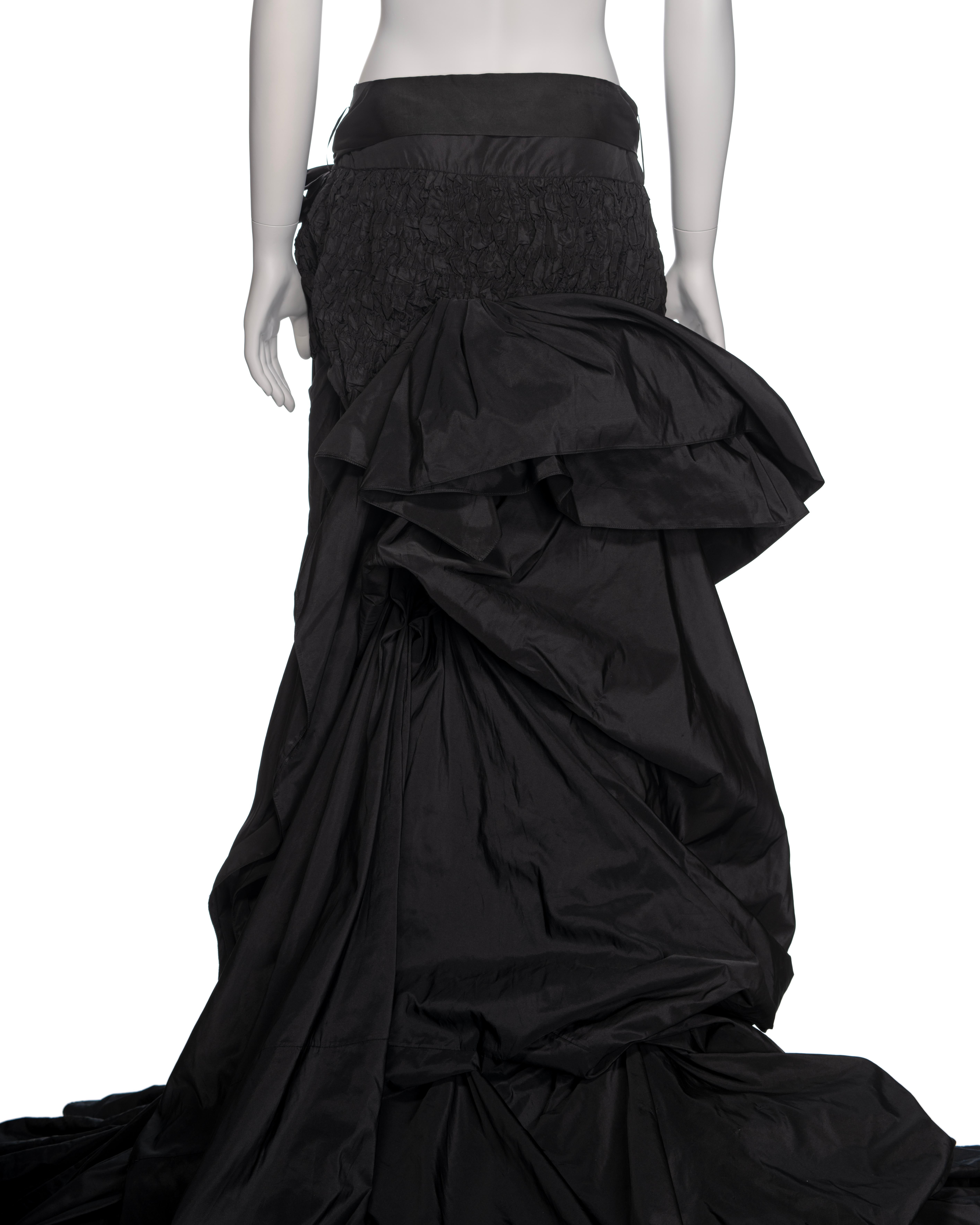 Yves Saint Laurent by Tom Ford Black Silk Taffeta Trained Evening Skirt, FW 2001 For Sale 11