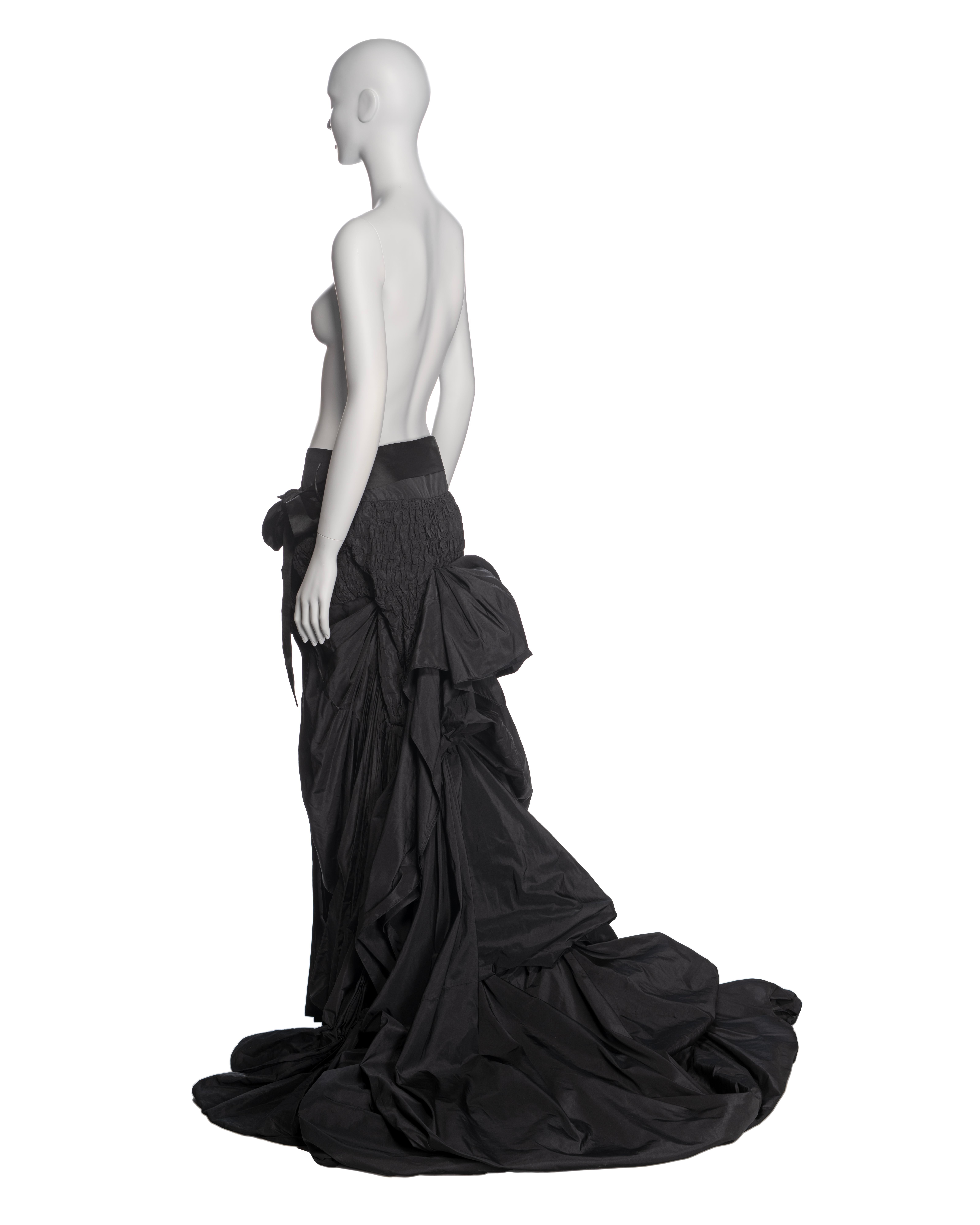 Yves Saint Laurent by Tom Ford Black Silk Taffeta Trained Evening Skirt, FW 2001 For Sale 12