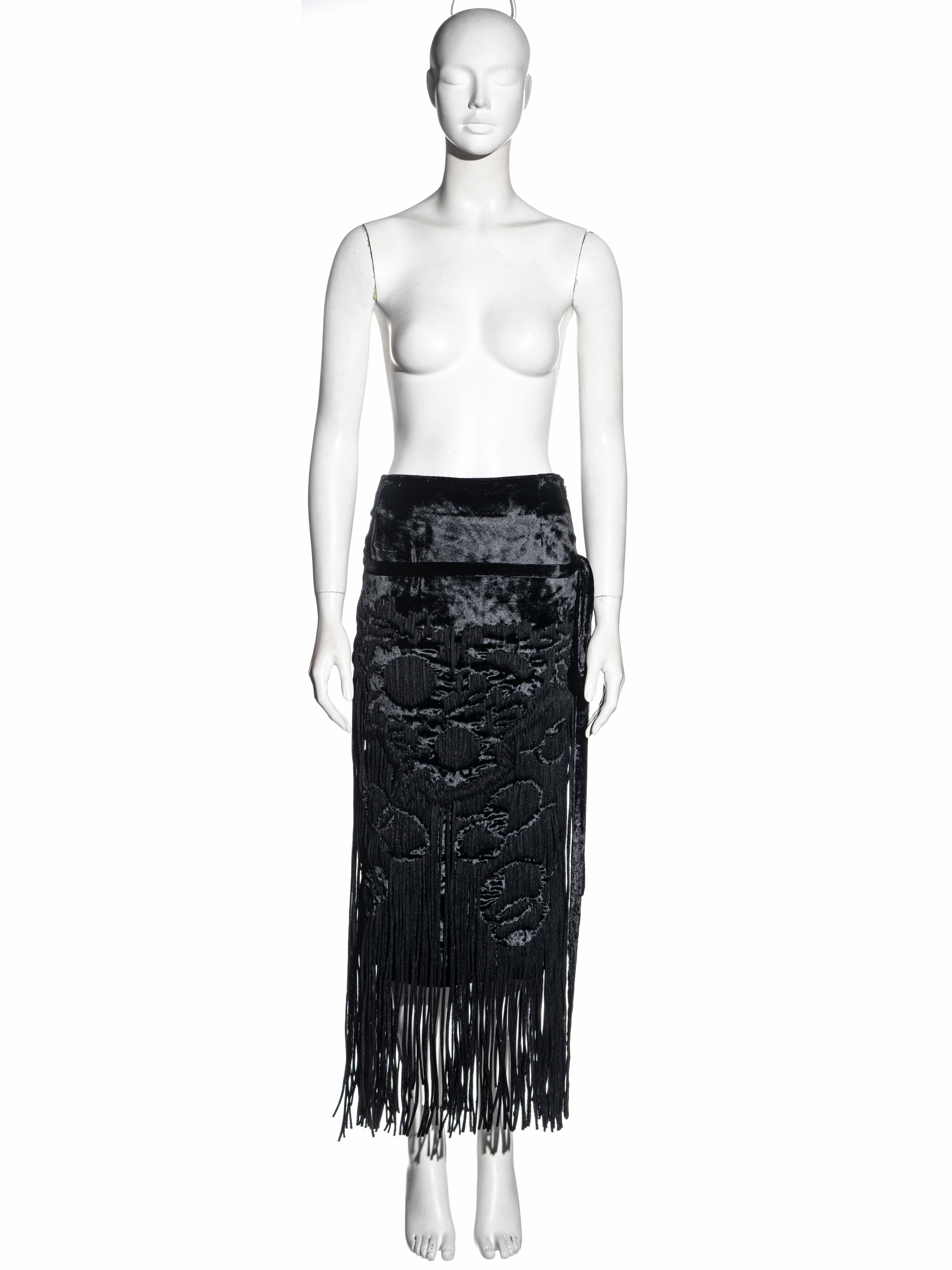 Yves Saint Laurent by Tom Ford black silk velvet evening skirt, fw 2001 2