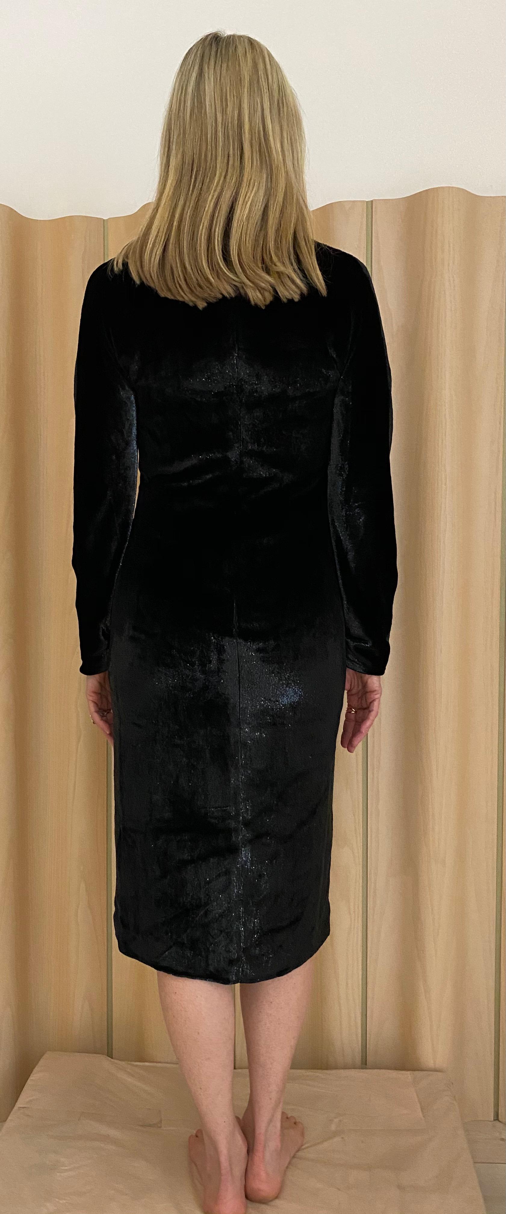Black Yves Saint Laurent by Tom ford black silk velvet low cut dress