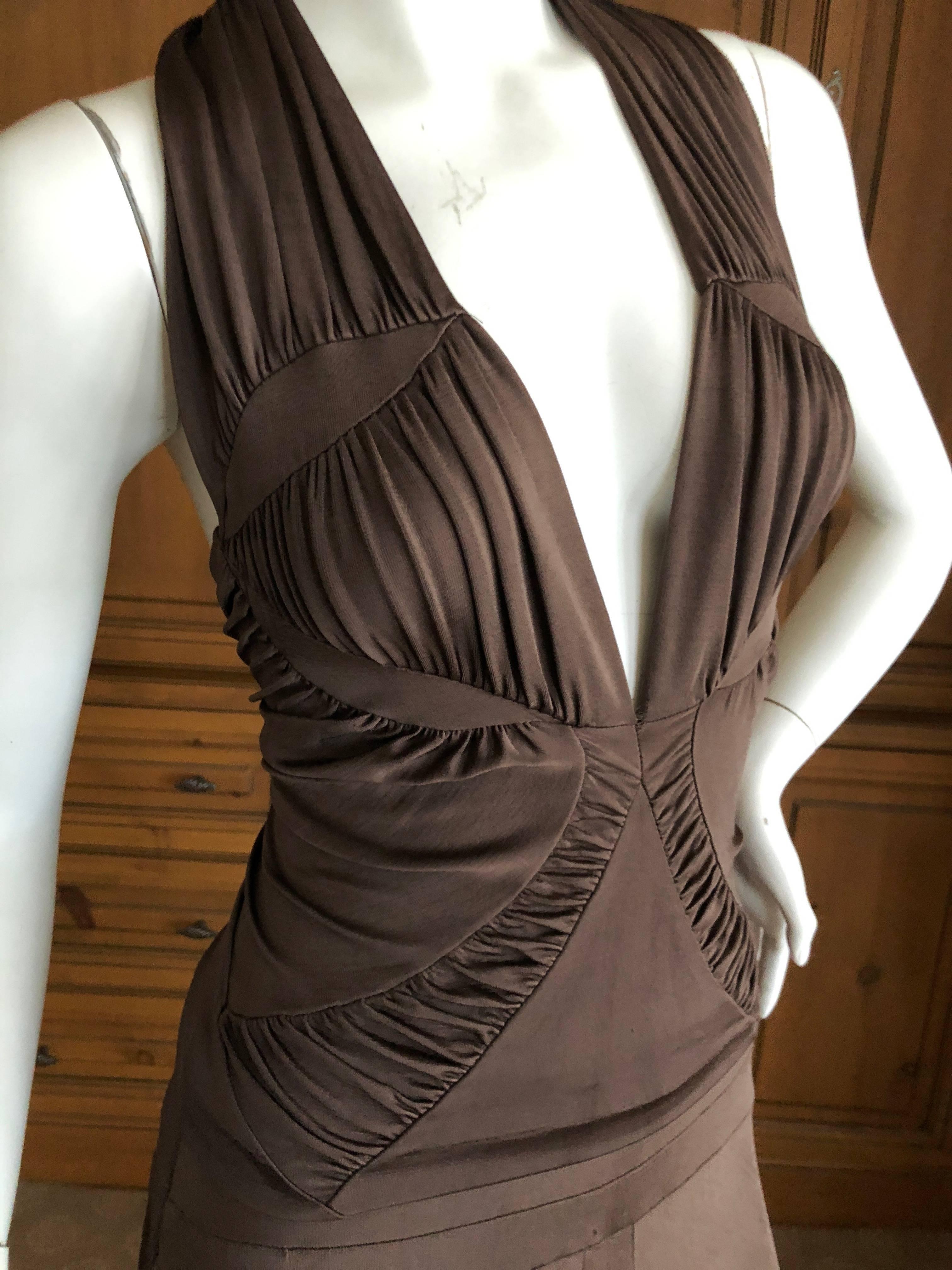 Yves Saint Laurent by Tom Ford Brown Ruched Two Piece Dress   In Excellent Condition For Sale In Cloverdale, CA