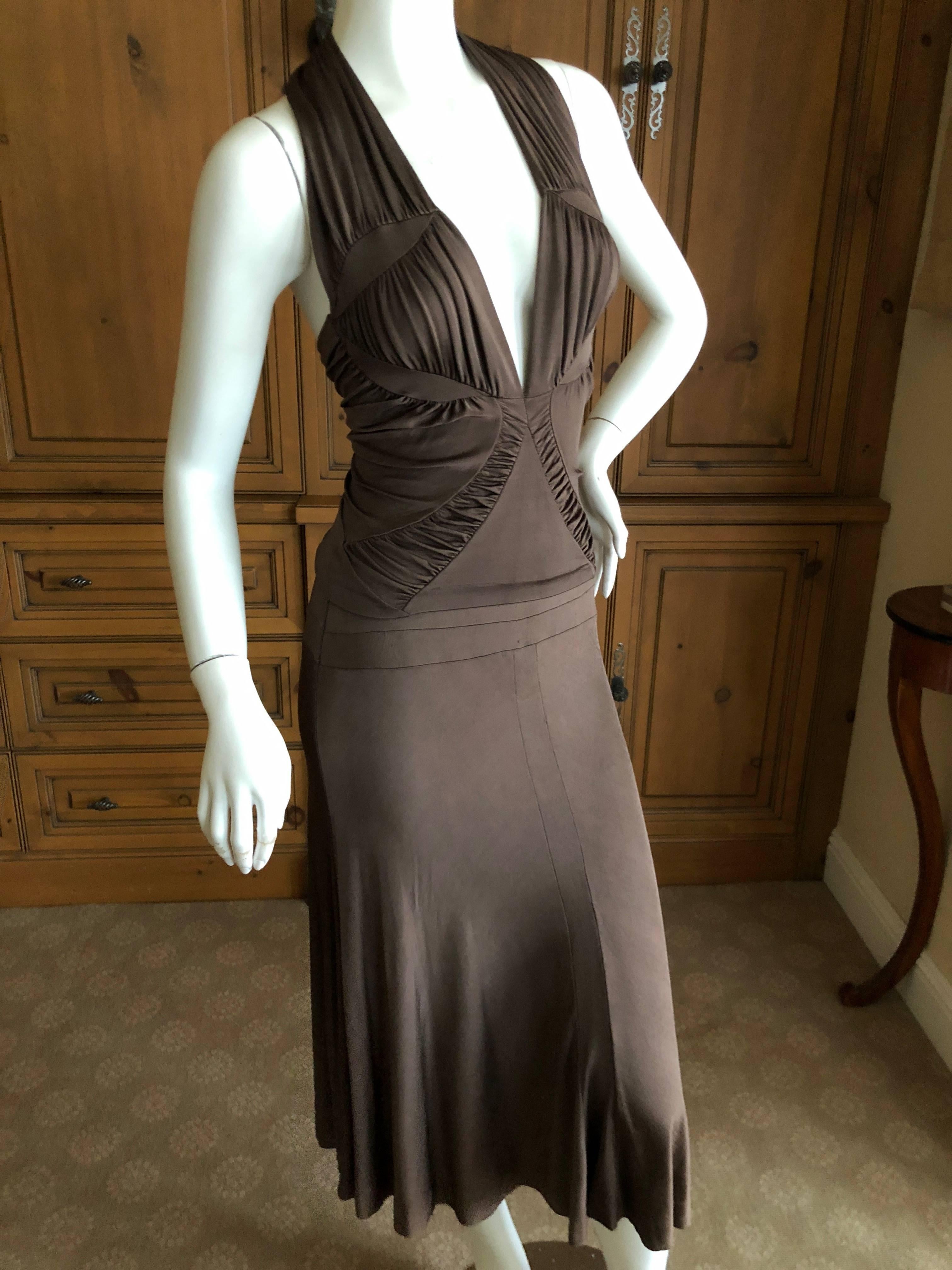 Women's Yves Saint Laurent by Tom Ford Brown Ruched Two Piece Dress   For Sale