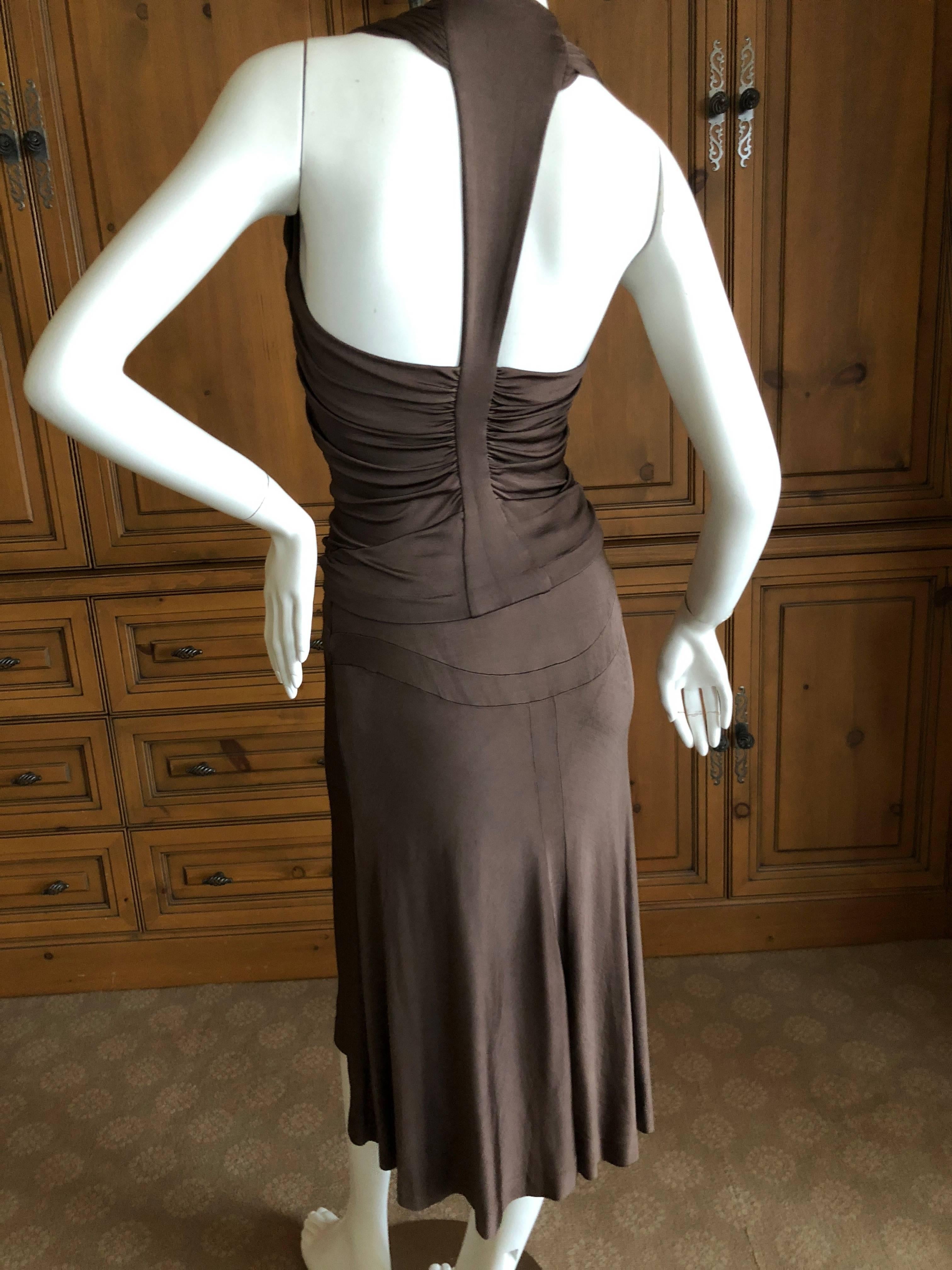 Yves Saint Laurent by Tom Ford Brown Ruched Two Piece Dress   For Sale 2