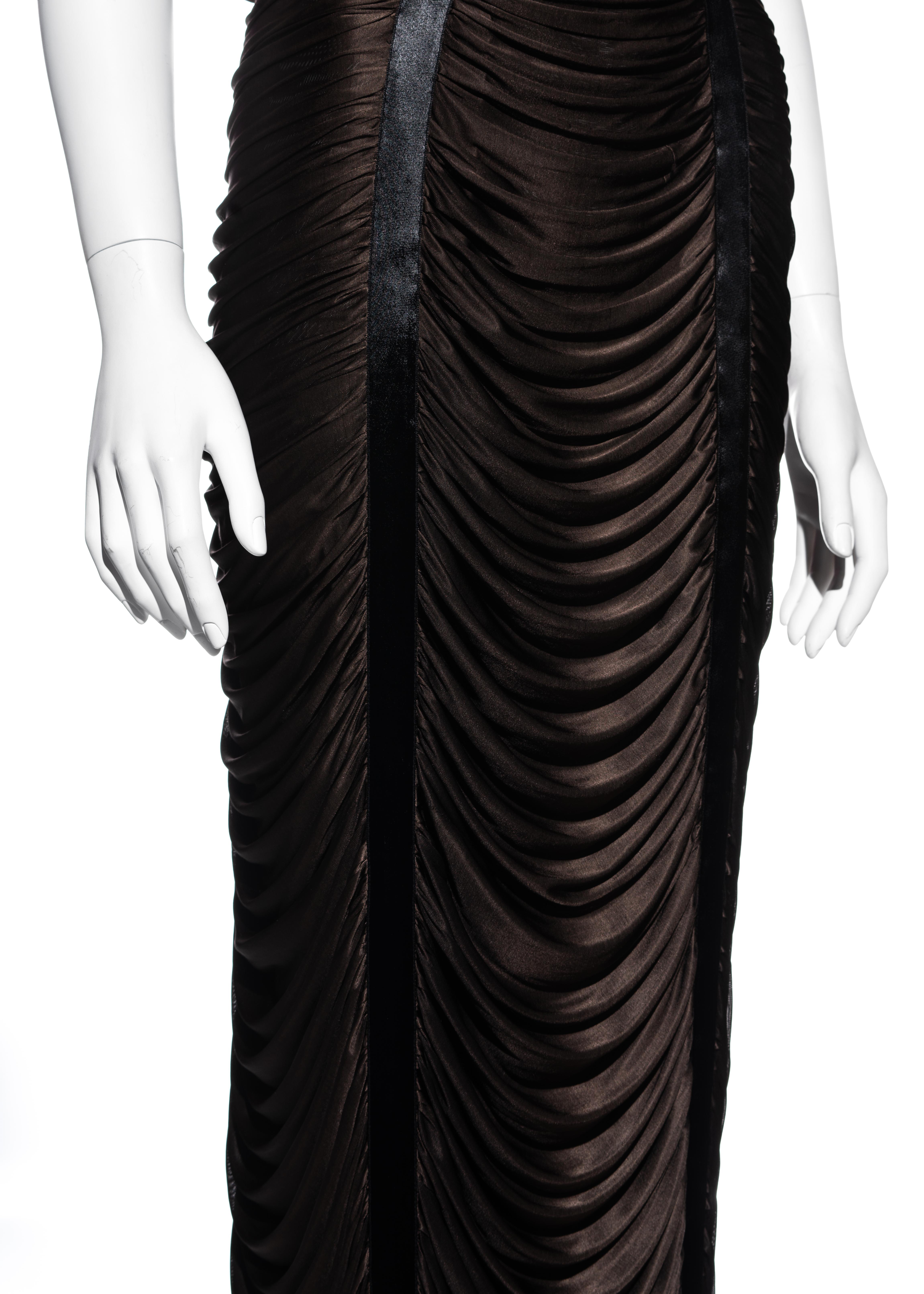 Yves Saint Laurent by Tom Ford brown viscose draped evening dress, ss 2003 In Good Condition In London, GB