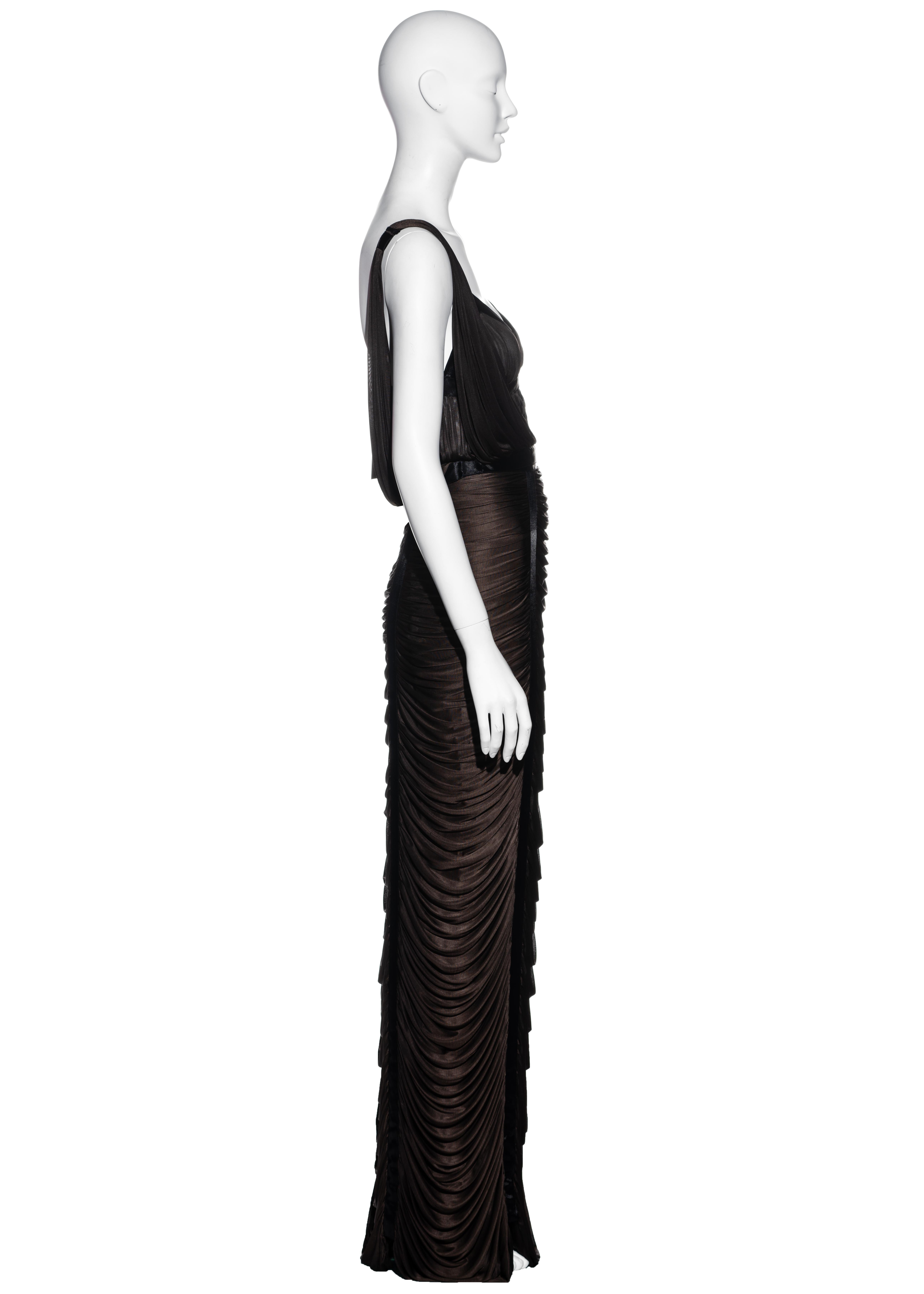 Women's Yves Saint Laurent by Tom Ford brown viscose draped evening dress, ss 2003