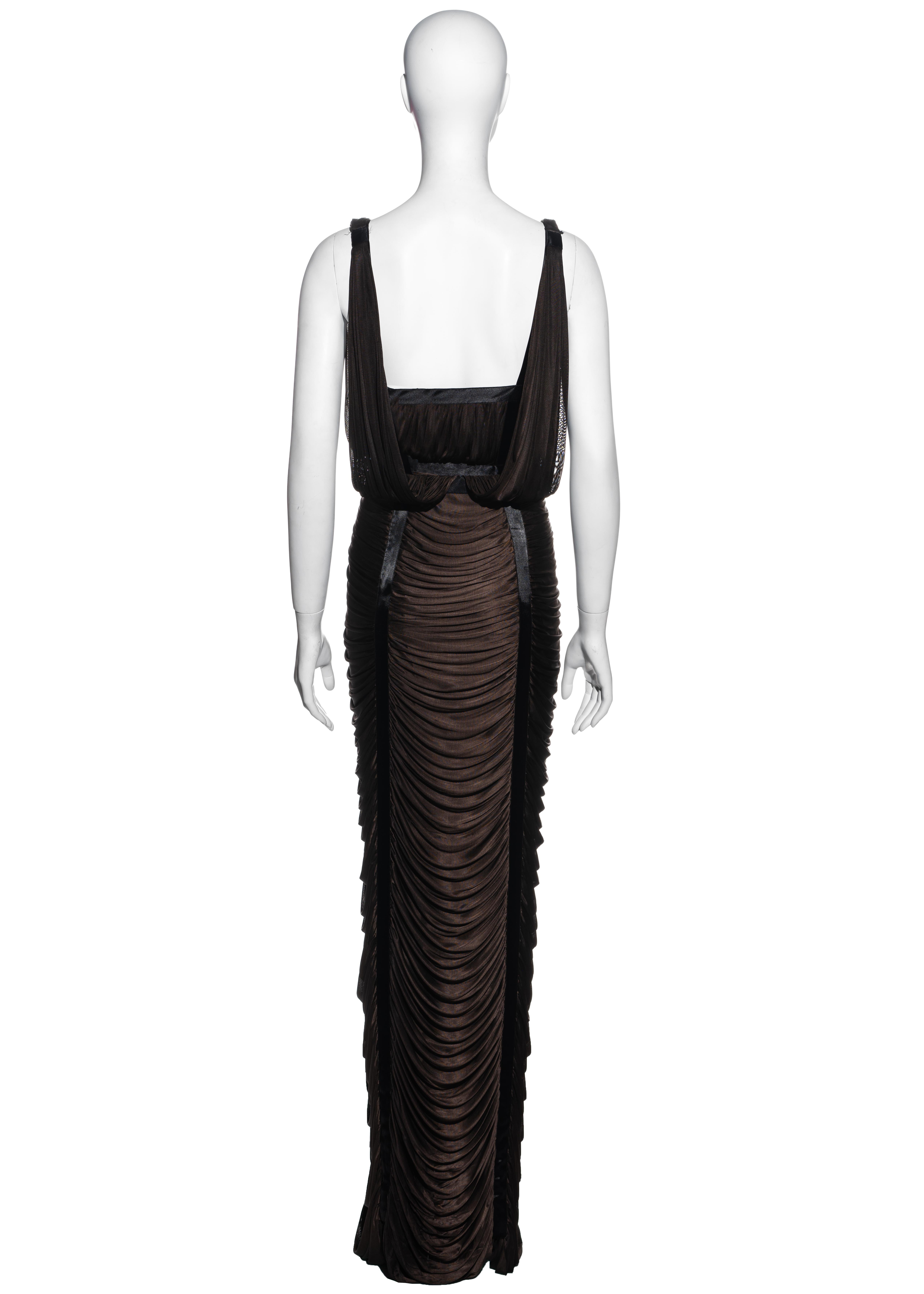 Yves Saint Laurent by Tom Ford brown viscose draped evening dress, ss 2003 1