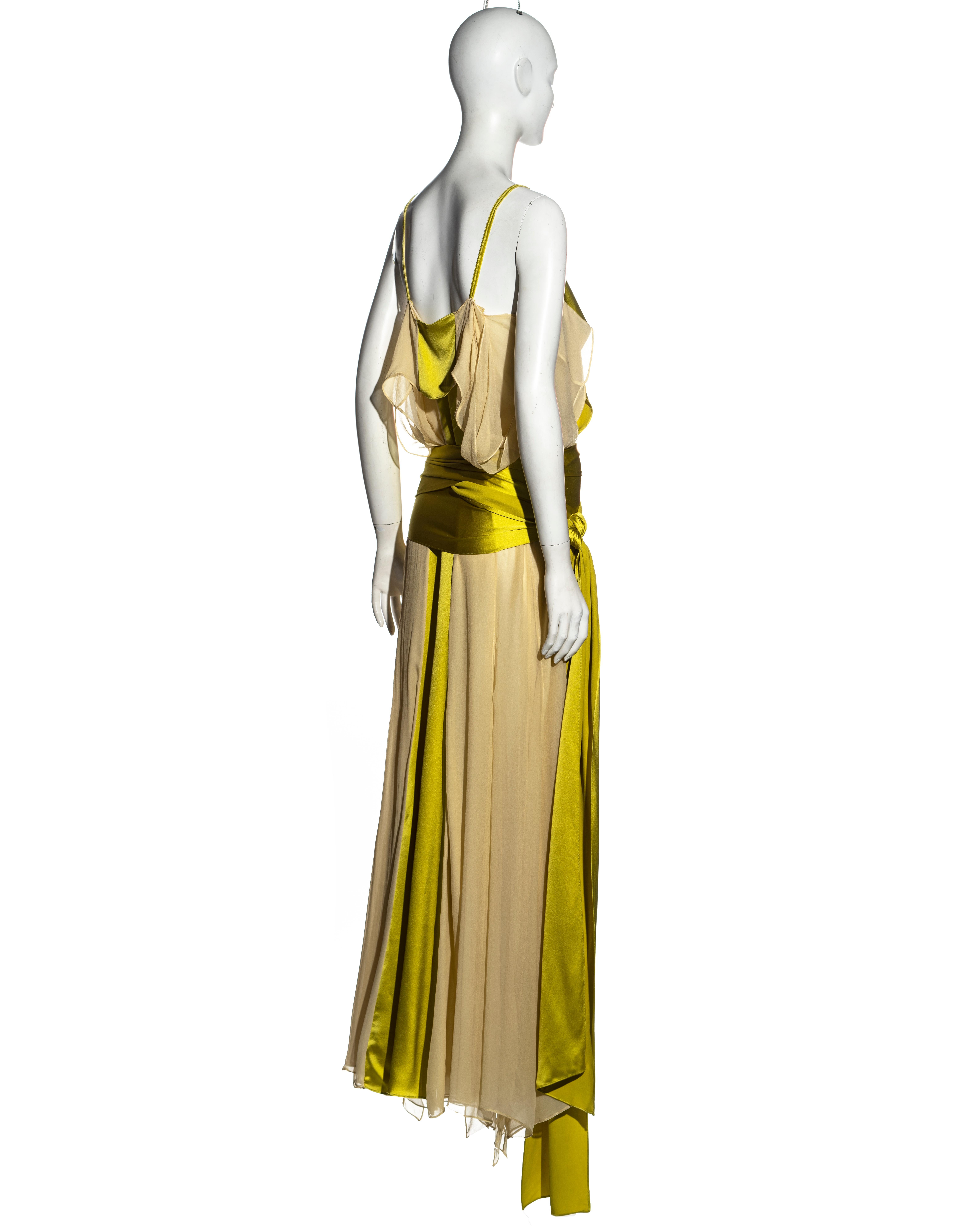 Yves Saint Laurent by Tom Ford chartreuse silk evening dress, ss 2004 2