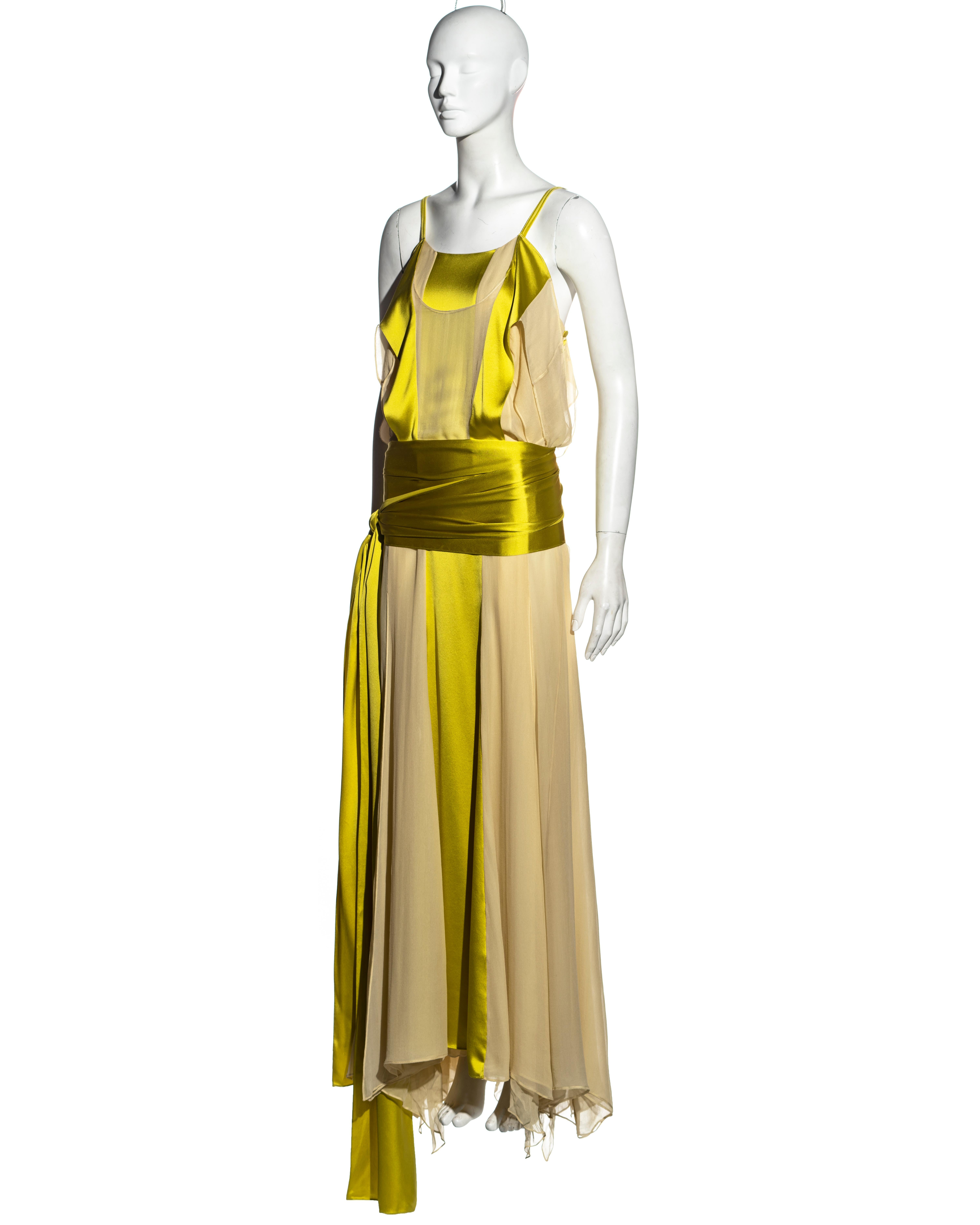 Yves Saint Laurent by Tom Ford chartreuse silk evening dress, ss 2004 In Good Condition In London, GB