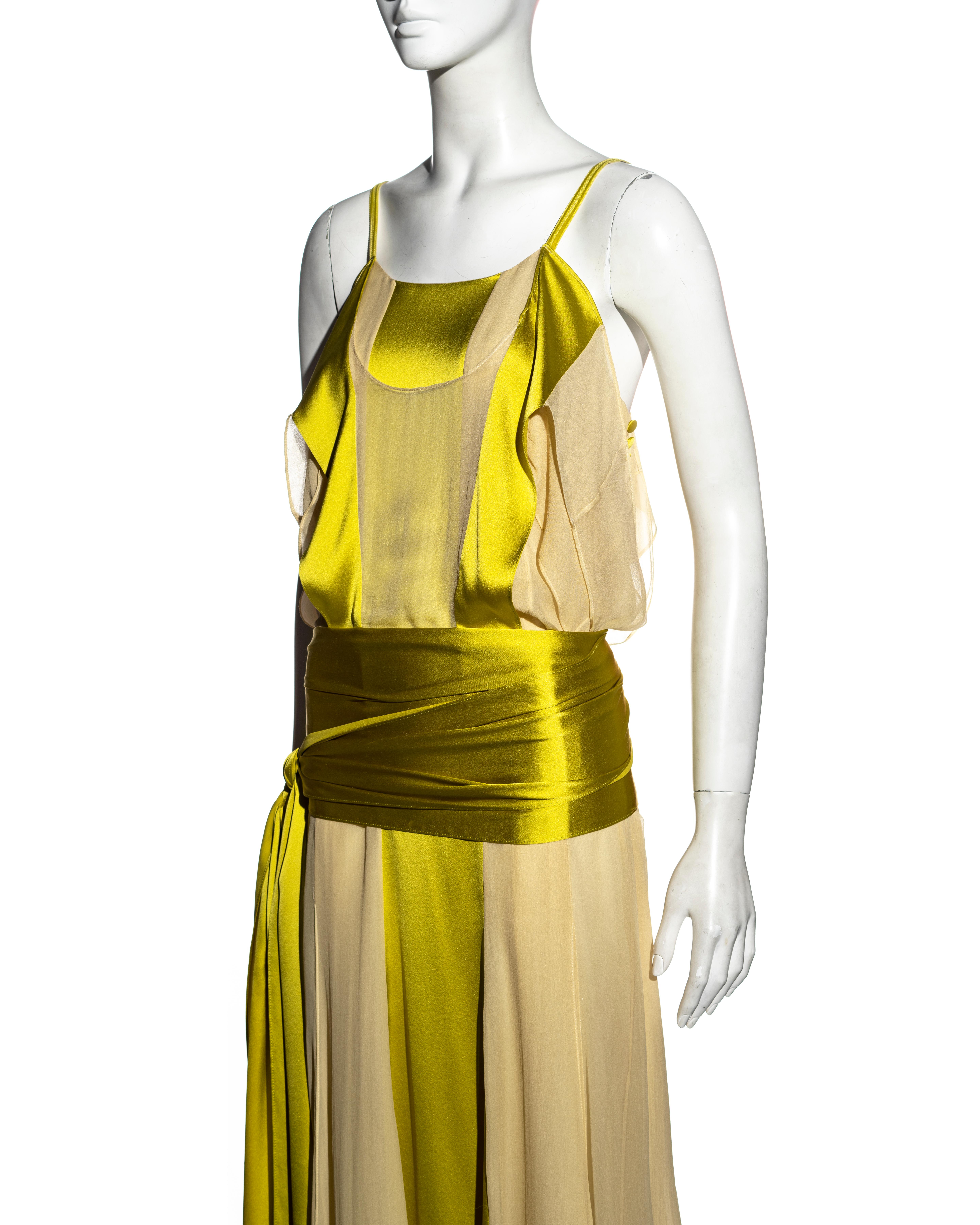 Women's Yves Saint Laurent by Tom Ford chartreuse silk evening dress, ss 2004