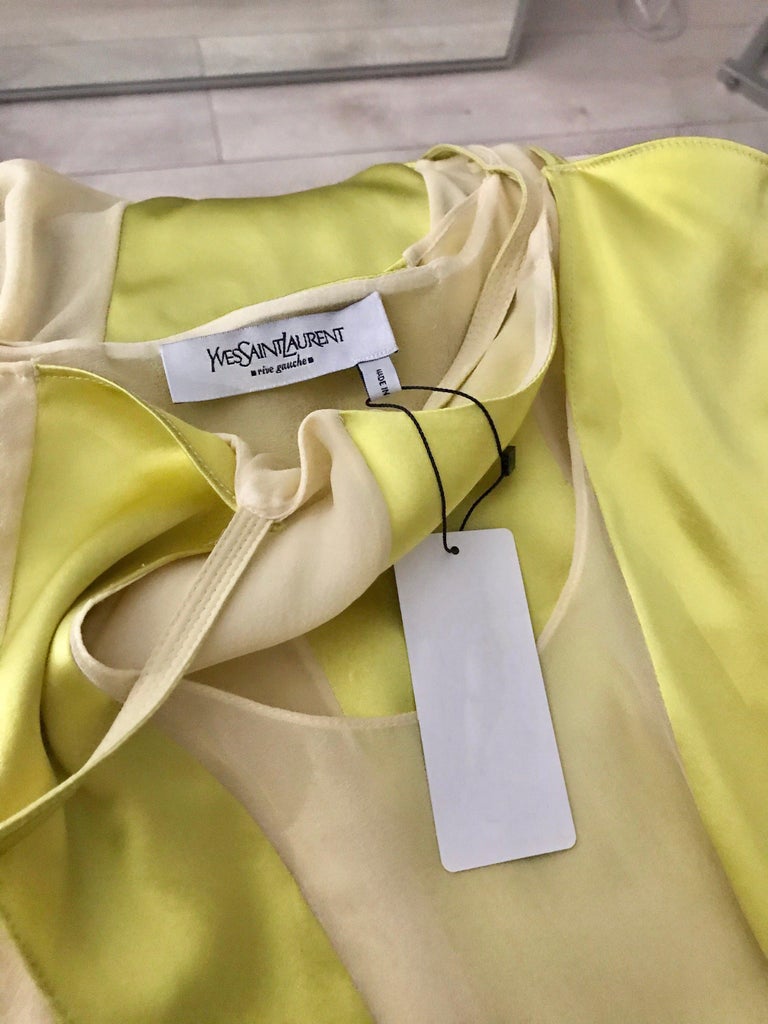 Yves Saint Laurent by Tom Ford Chartruese and Cream Silk Gown at 1stDibs
