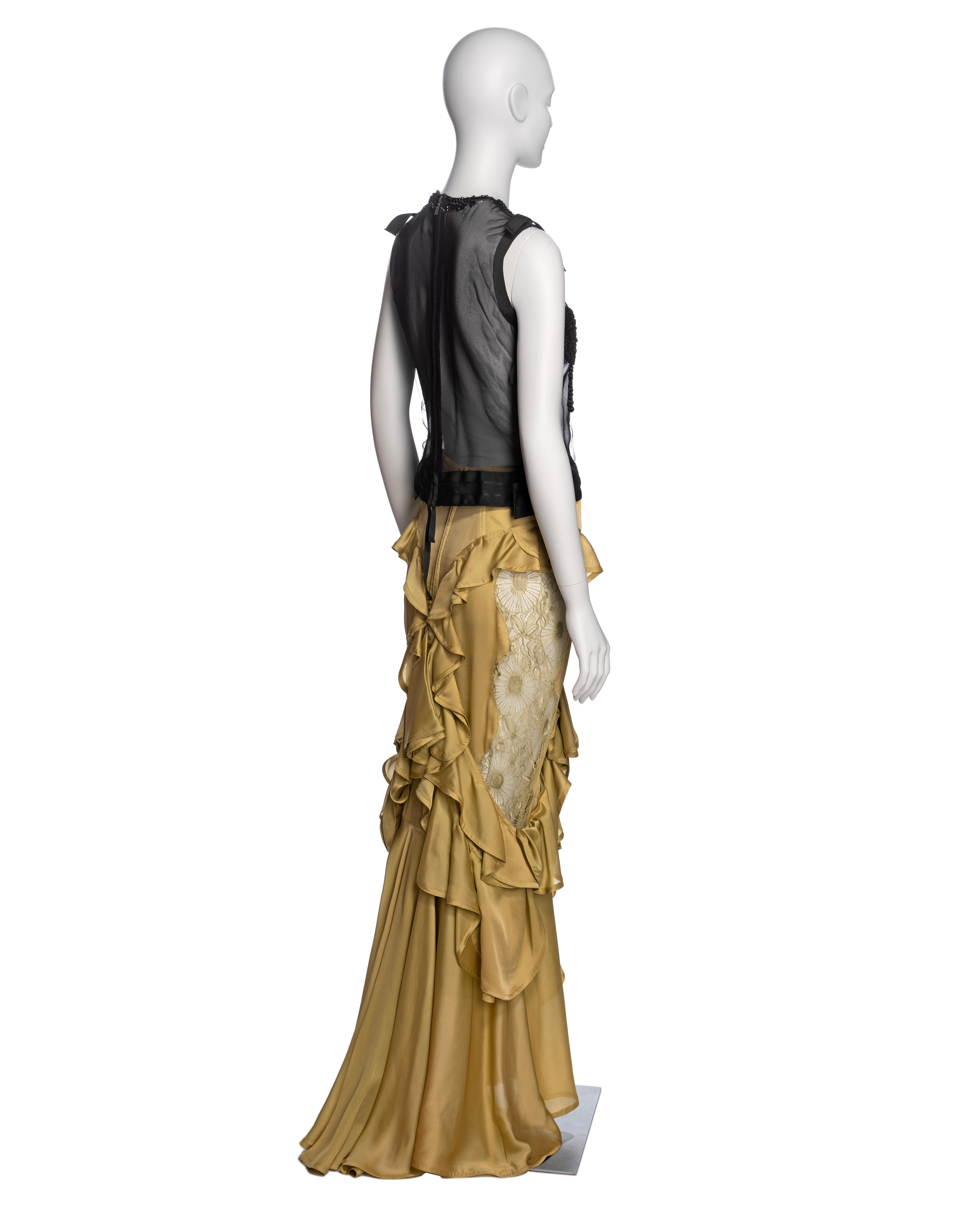 Yves Saint Laurent by Tom Ford Embellished Top and Silk Skirt Ensemble, FW 2003 For Sale 6