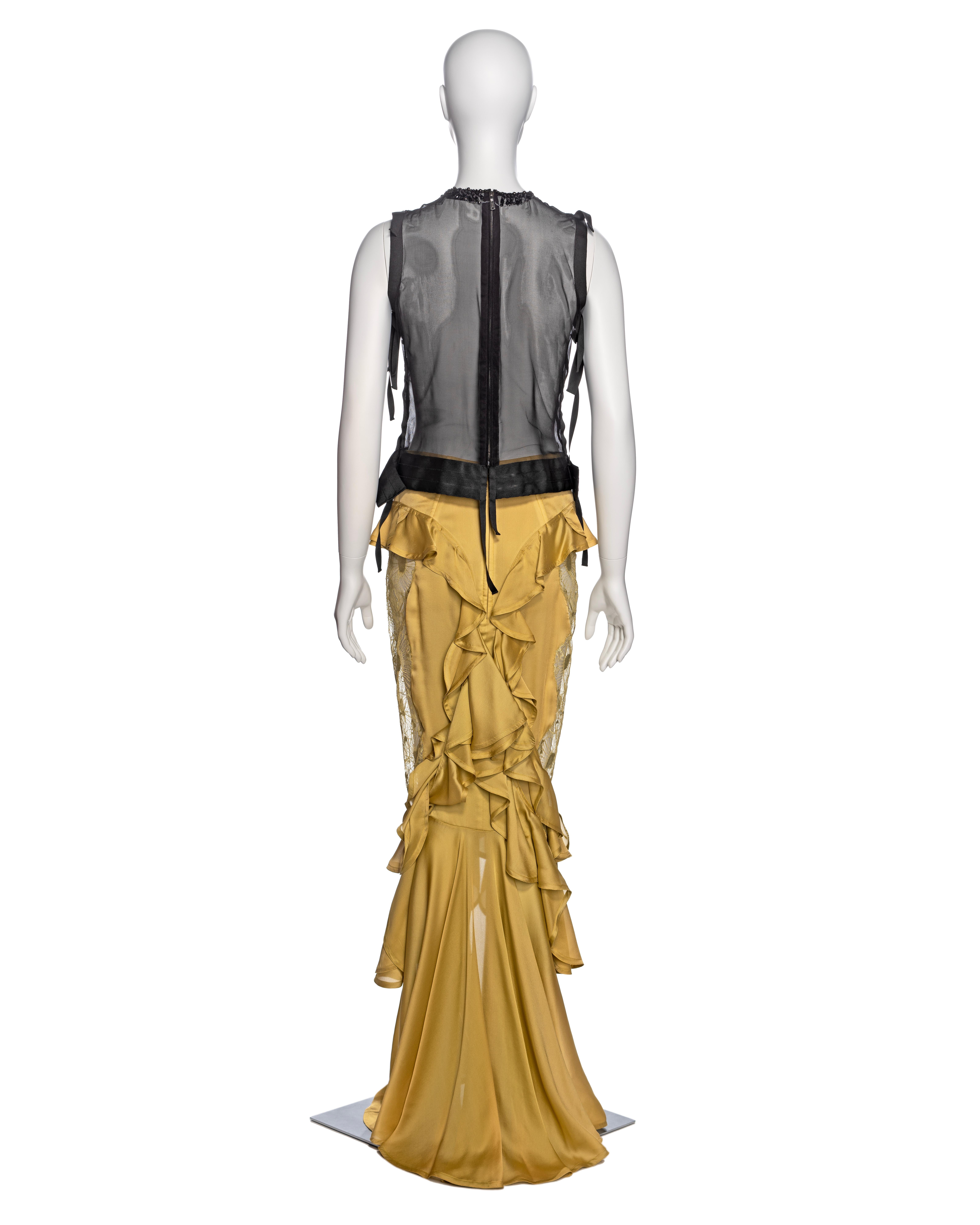 Yves Saint Laurent by Tom Ford Embellished Top and Silk Skirt Ensemble, FW 2003 For Sale 8