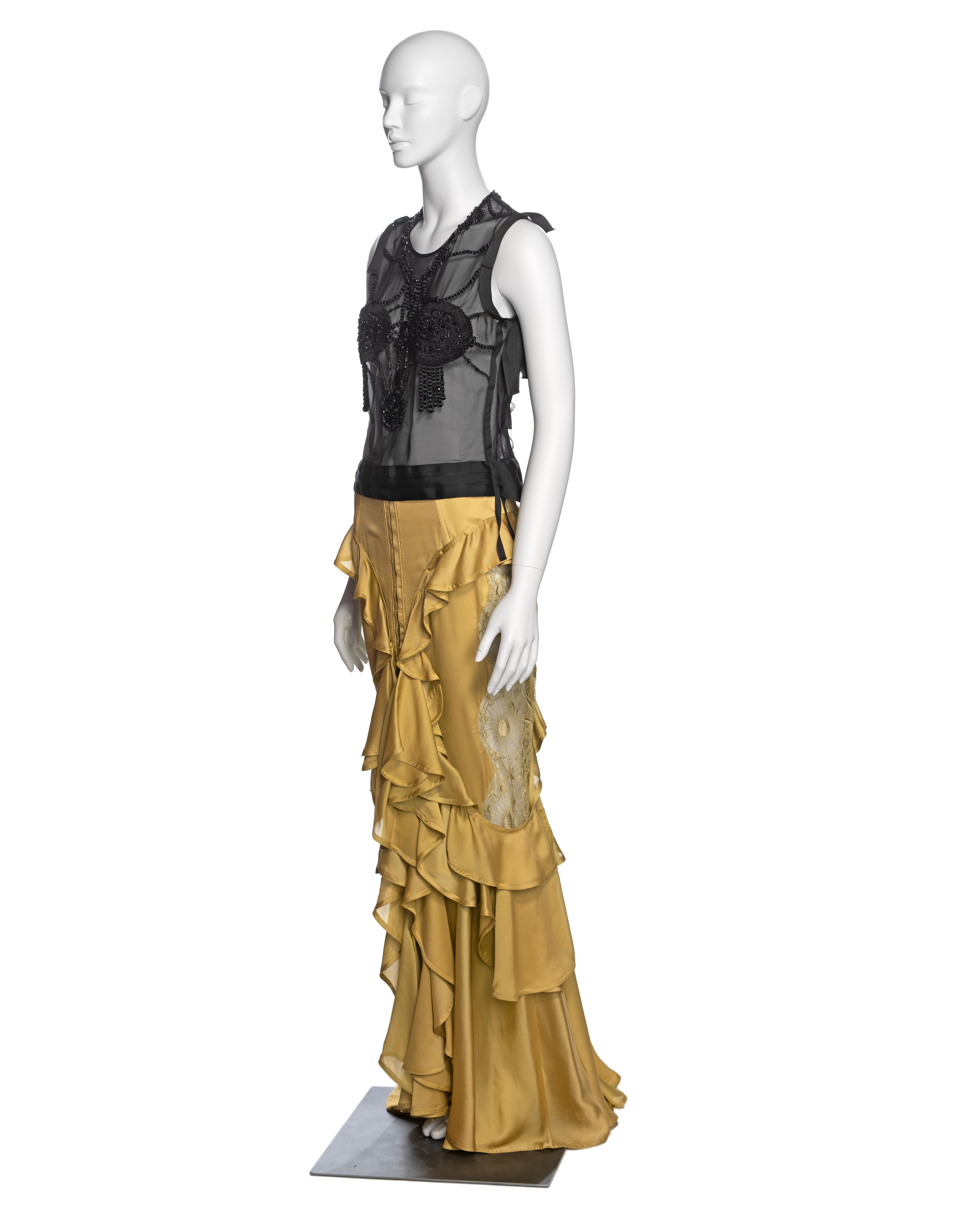 Yves Saint Laurent by Tom Ford Embellished Top and Silk Skirt Ensemble, FW 2003 10