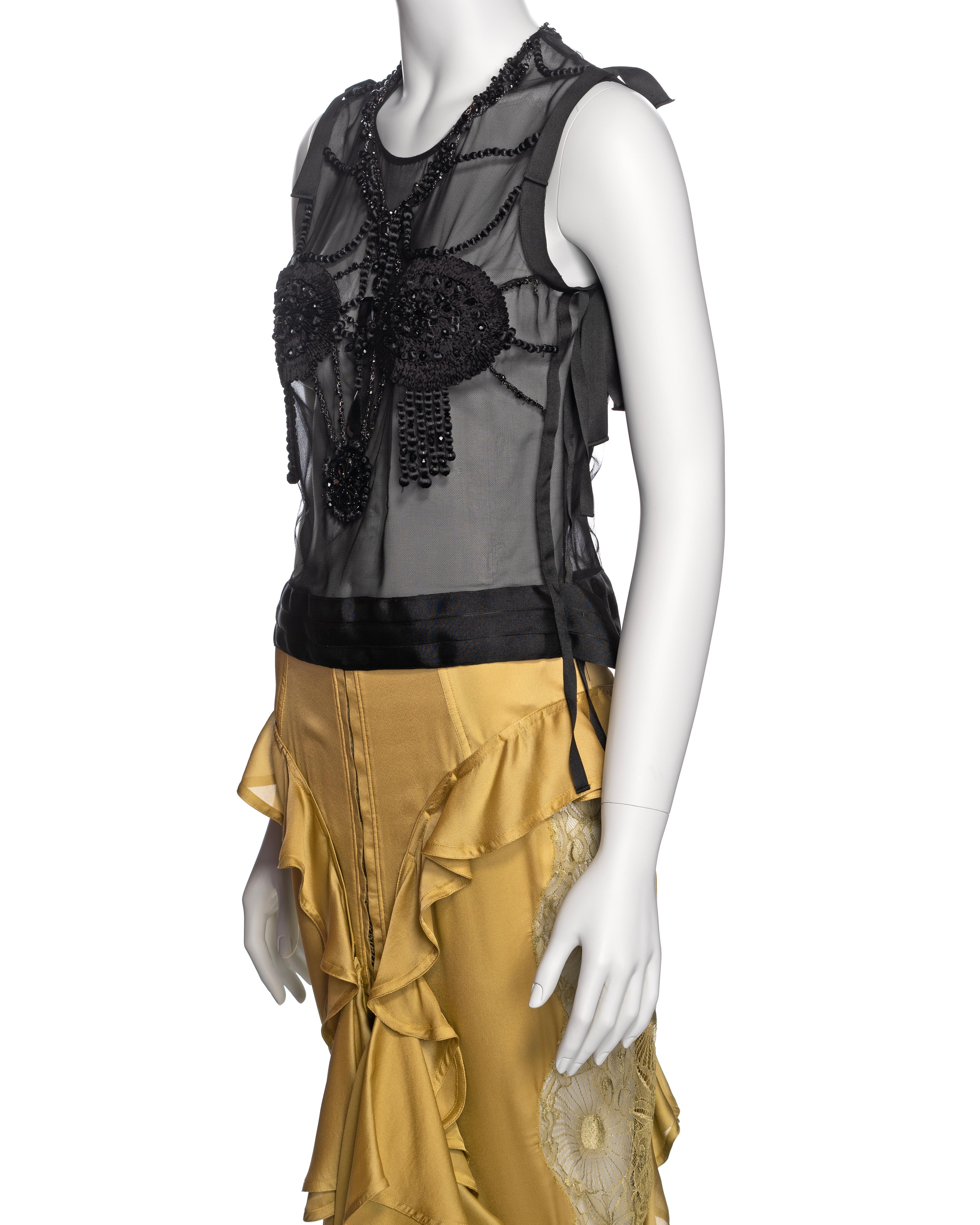 Yves Saint Laurent by Tom Ford Embellished Top and Silk Skirt Ensemble, FW 2003 11