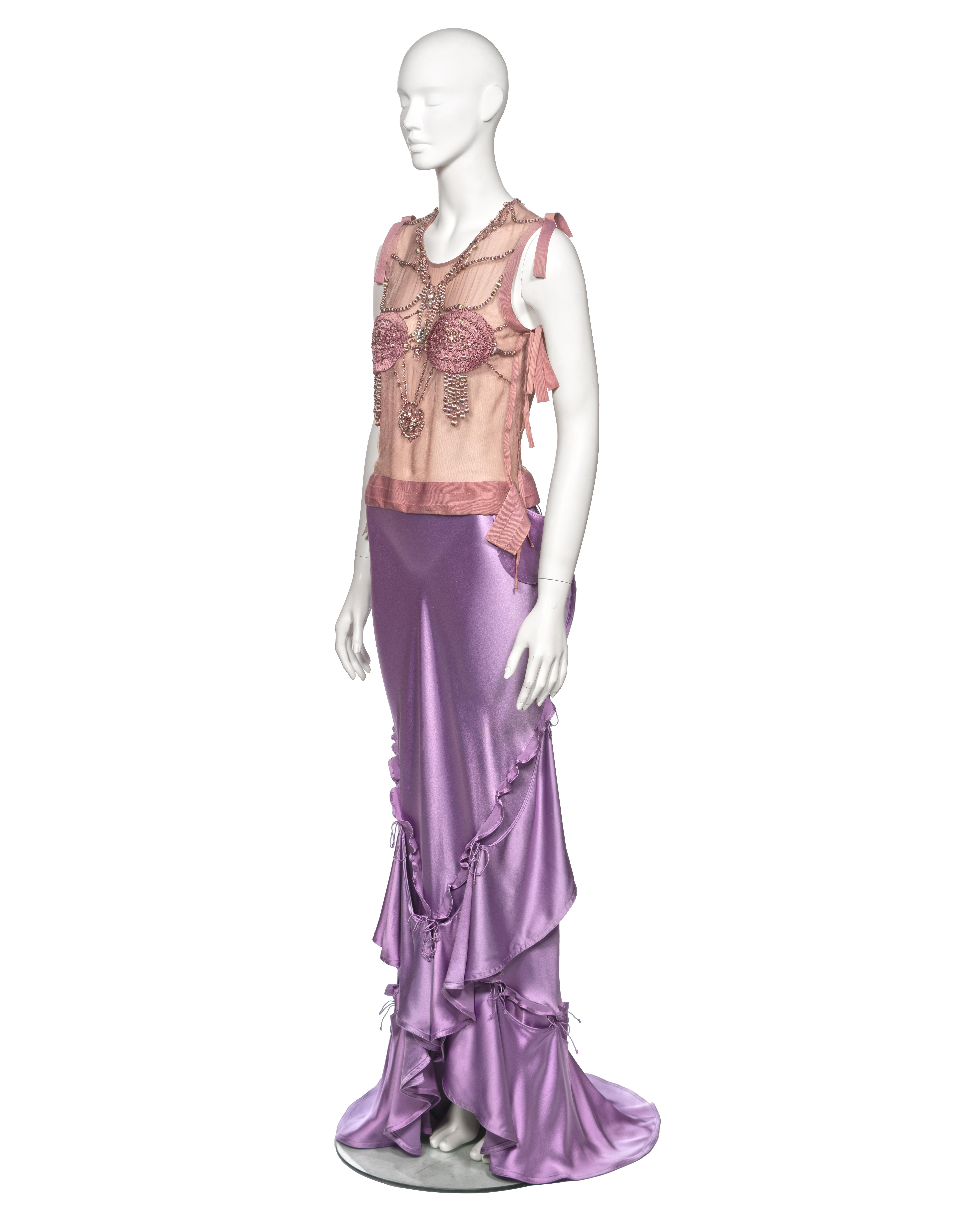 Yves Saint Laurent by Tom Ford Embellished Top and Silk Skirt Ensemble, fw 2003 12