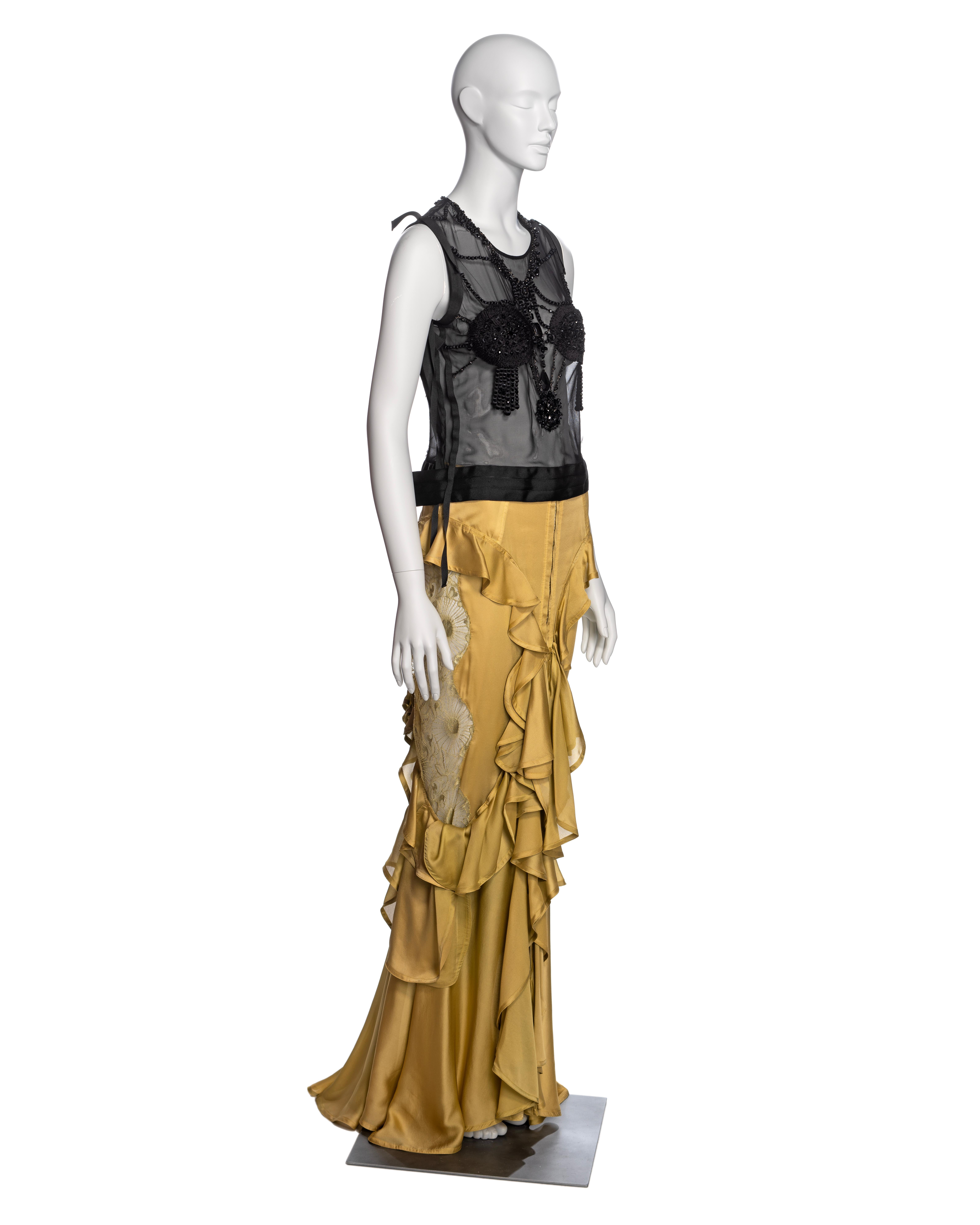 Yves Saint Laurent by Tom Ford Embellished Top and Silk Skirt Ensemble, FW 2003 3