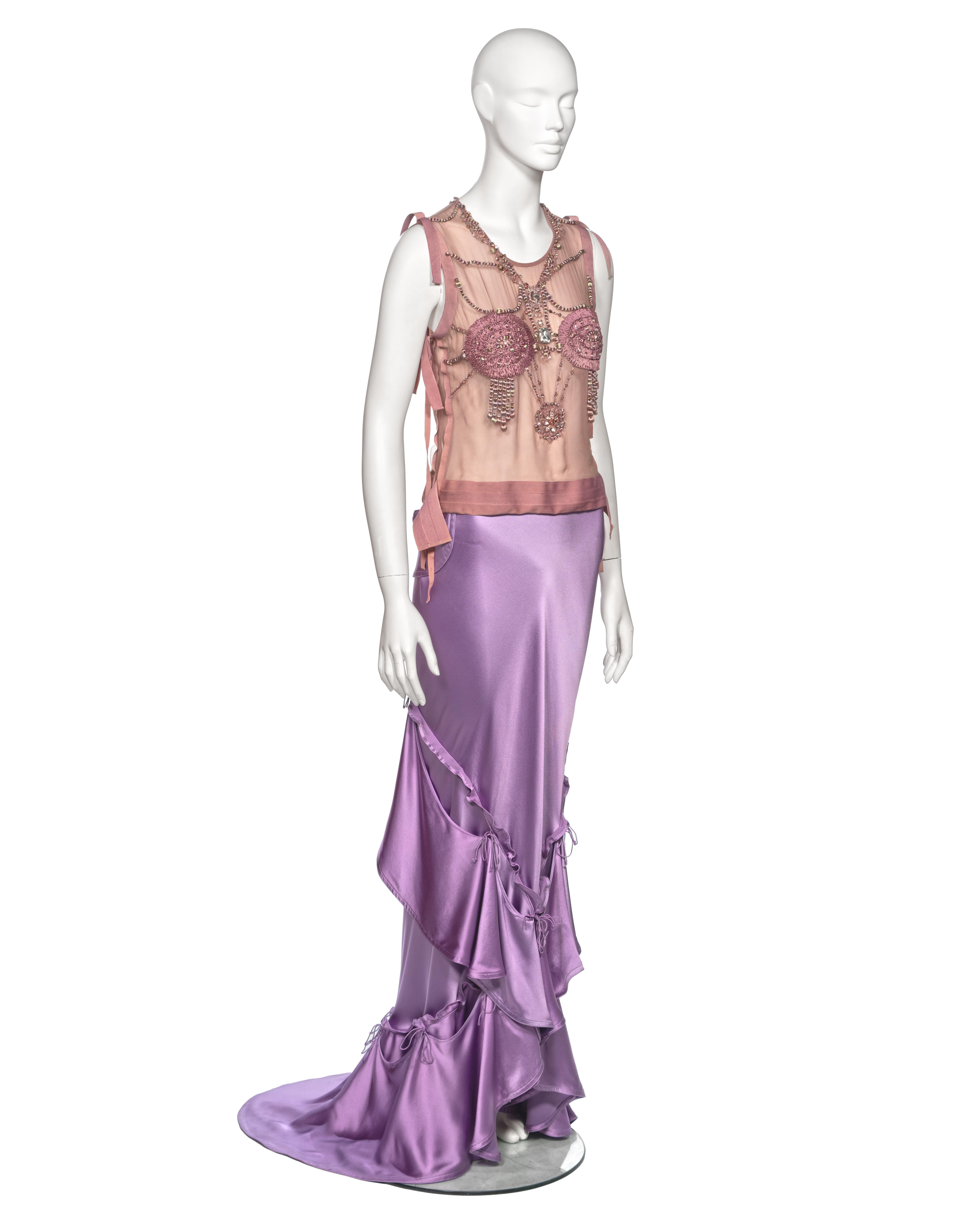 Yves Saint Laurent by Tom Ford Embellished Top and Silk Skirt Ensemble, fw 2003 4
