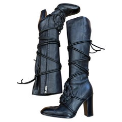 Yves Saint Laurent by Tom Ford F/W 2001 Braided Lace-Up Boots