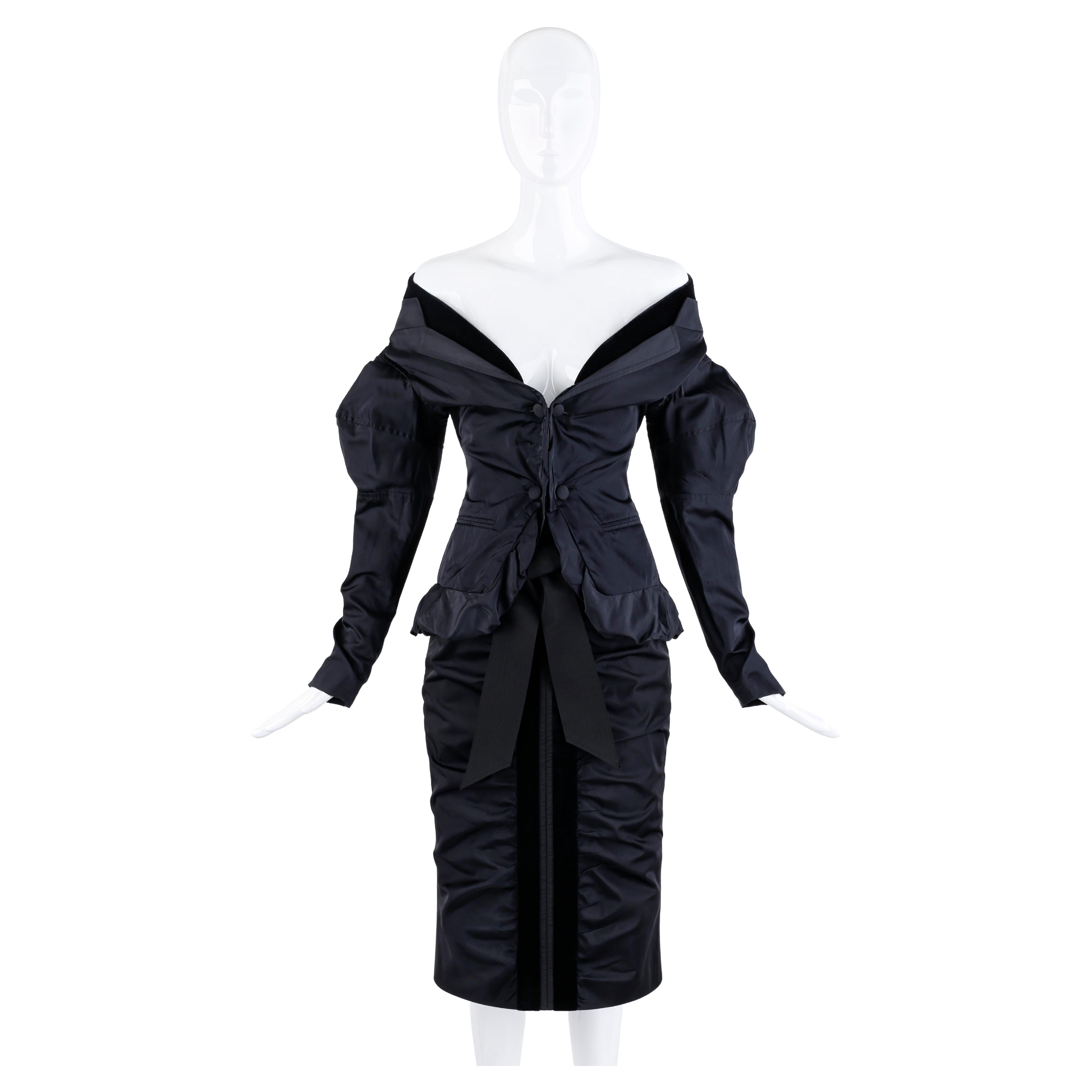 Yves Saint Laurent by Tom Ford F/W 2002 Black Silk Evening Jacket & Skirt Suit For Sale