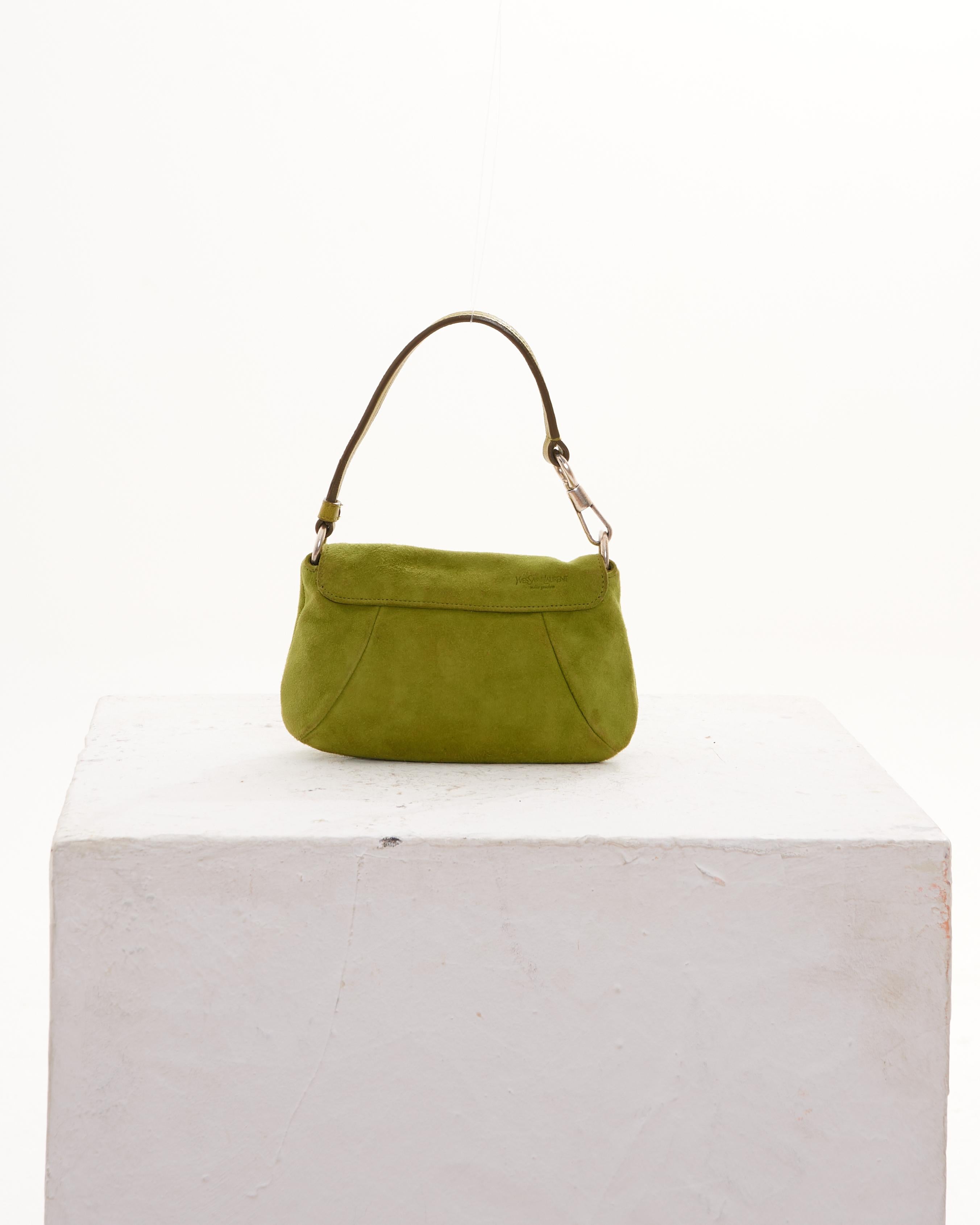 Yves Saint Laurent by Tom Ford F/W 2003 Green suede Nadja bag In Excellent Condition For Sale In Milano, IT