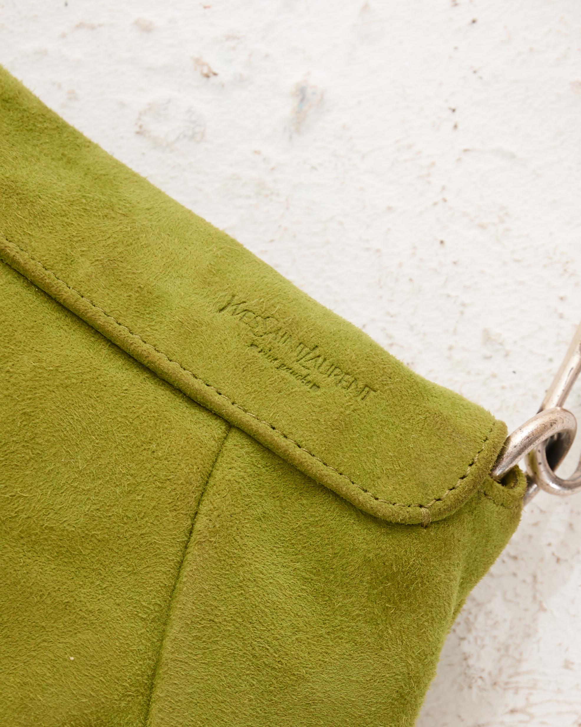Yves Saint Laurent by Tom Ford F/W 2003 Green suede Nadja bag For Sale 2