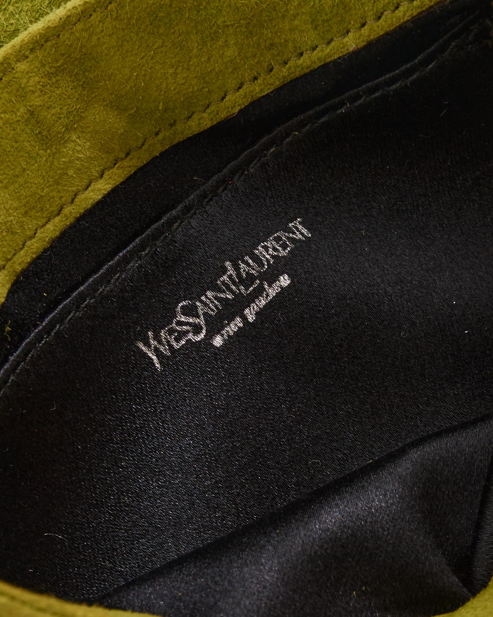 Yves Saint Laurent by Tom Ford F/W 2003 Green suede Nadja bag For Sale 3