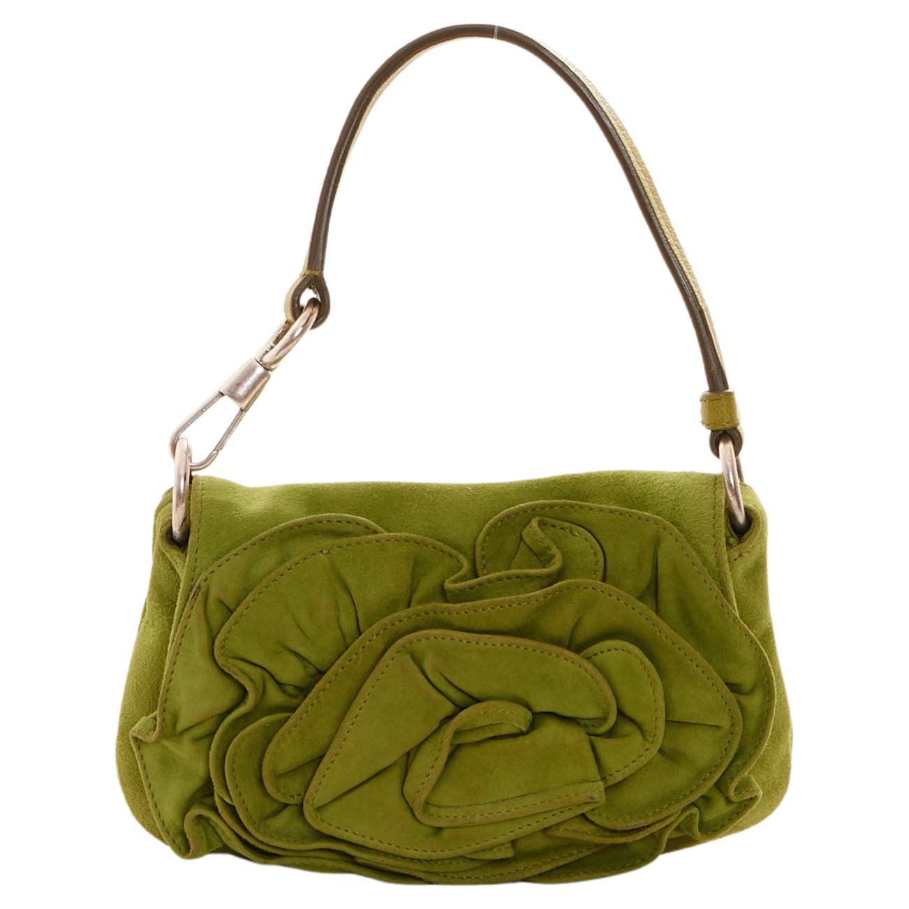Yves Saint Laurent by Tom Ford F/W 2003 Green suede Nadja bag For Sale