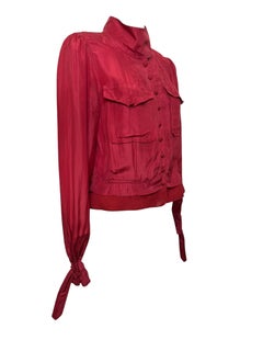 Yves Saint Laurent by Tom Ford F/W 2004 Rive Gauche Red Satin-Finish Blouson Shirt