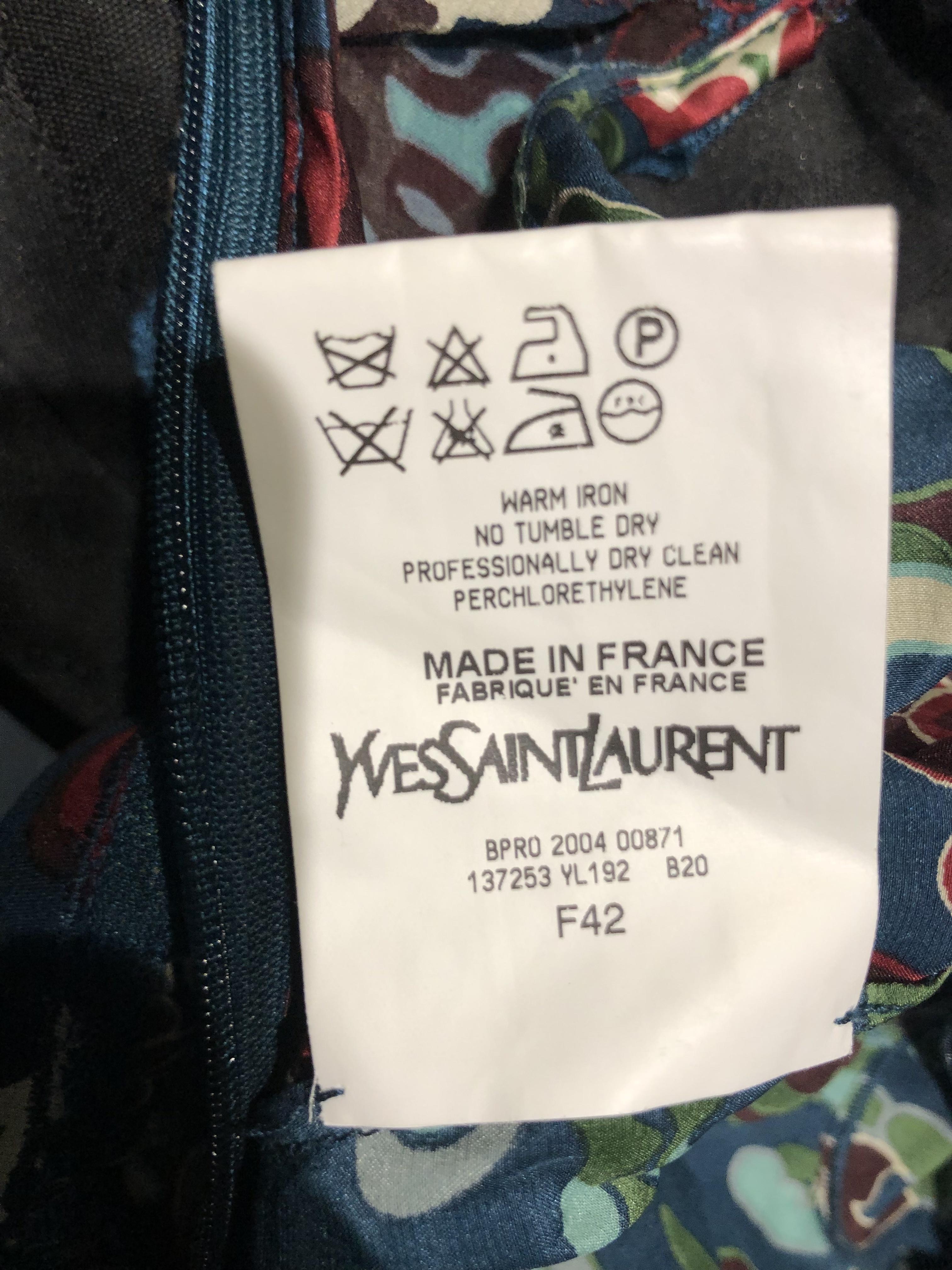 YVES SAINT LAURENT By Tom Ford F/w 2004 Conjunto Falda Chinoise Dragón Teal en venta 4