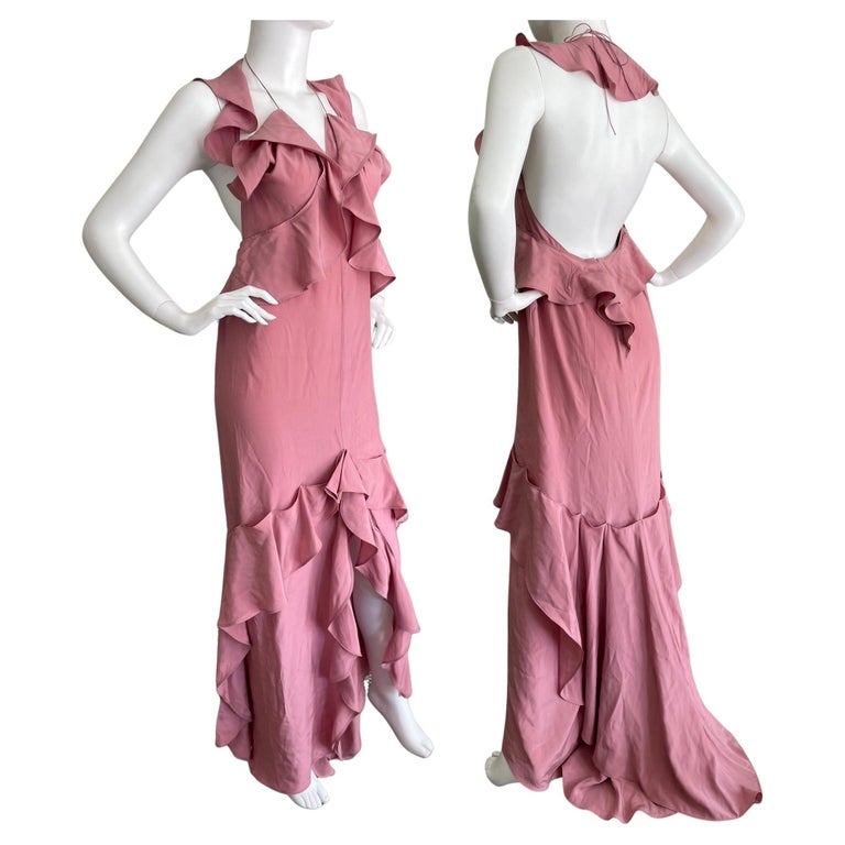 Yves Saint Laurent by Tom Ford Fall 2003 Ruffled Rose Pink Dress For